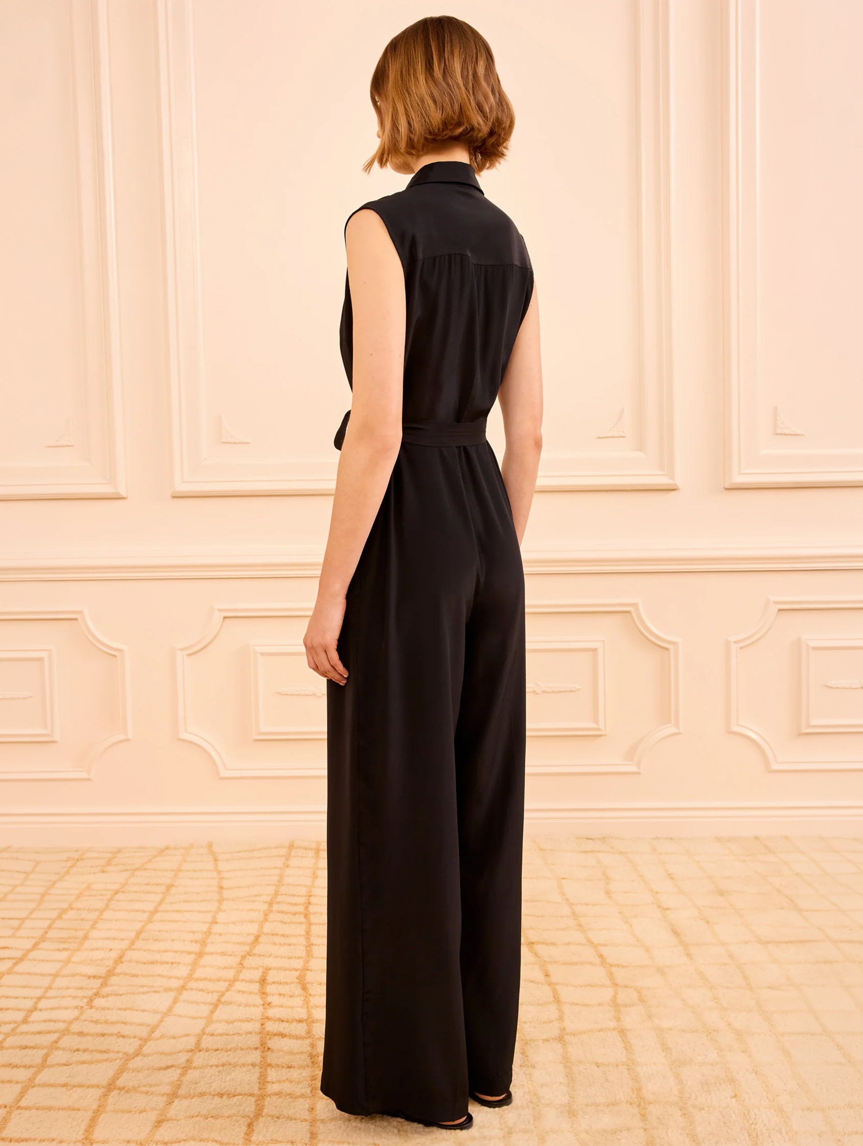 Meera Silk Jumpsuit in Noir
