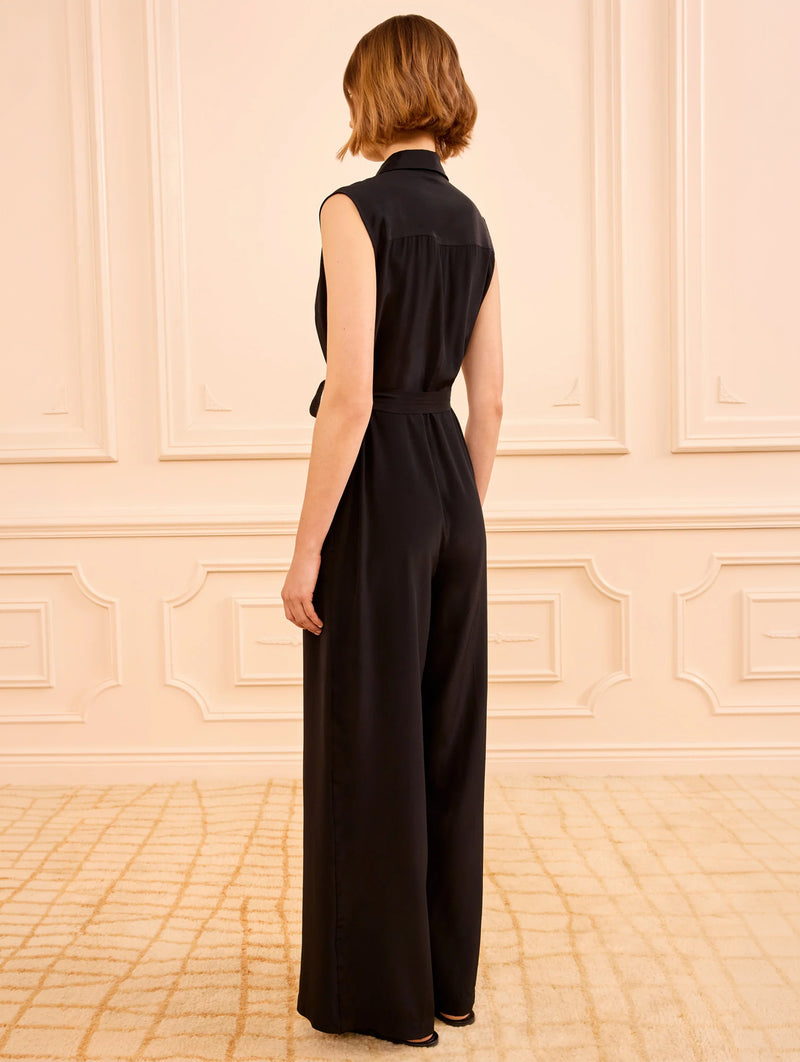 Meera Silk Jumpsuit in Noir