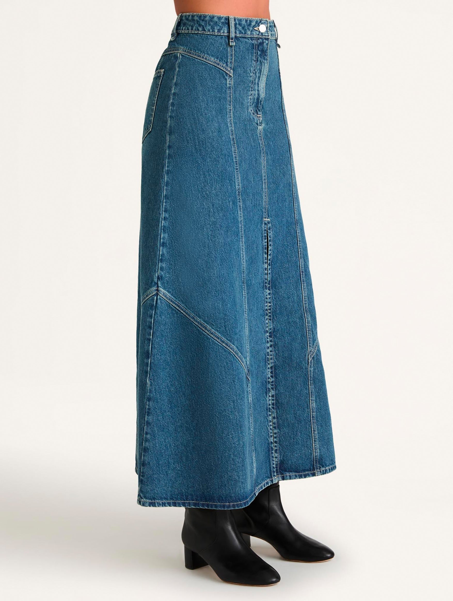 Melody Skirt in Mid-Blue Wash