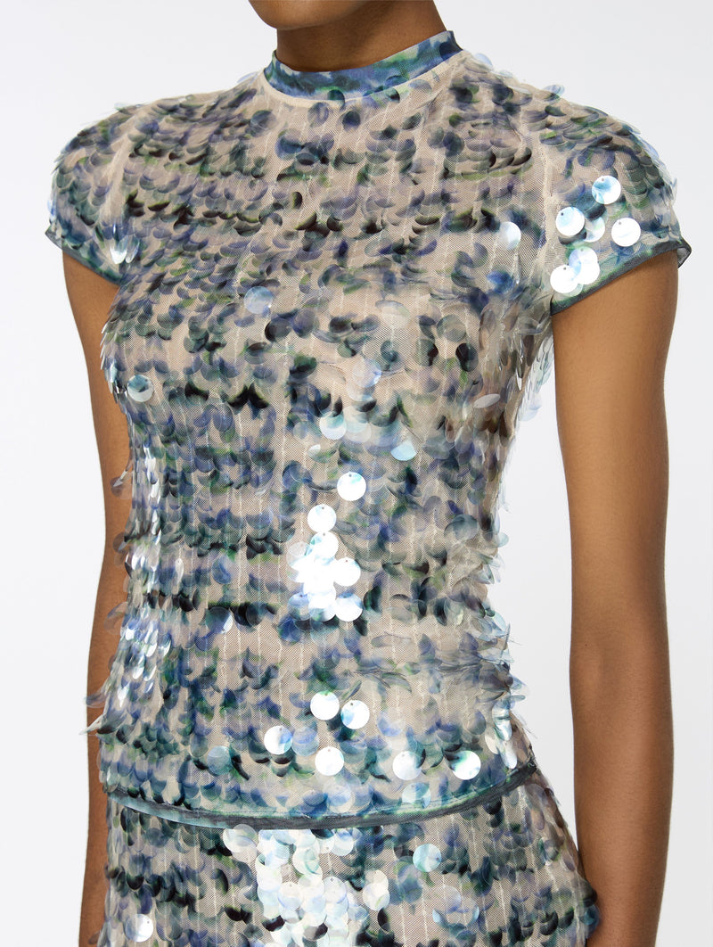 Mermaid Tee in Multi Sequins
