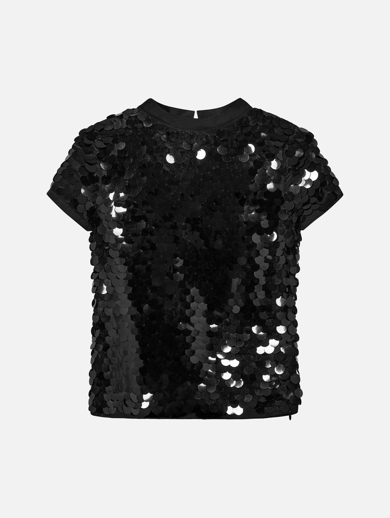 Mermaid Tee in Black Sequin