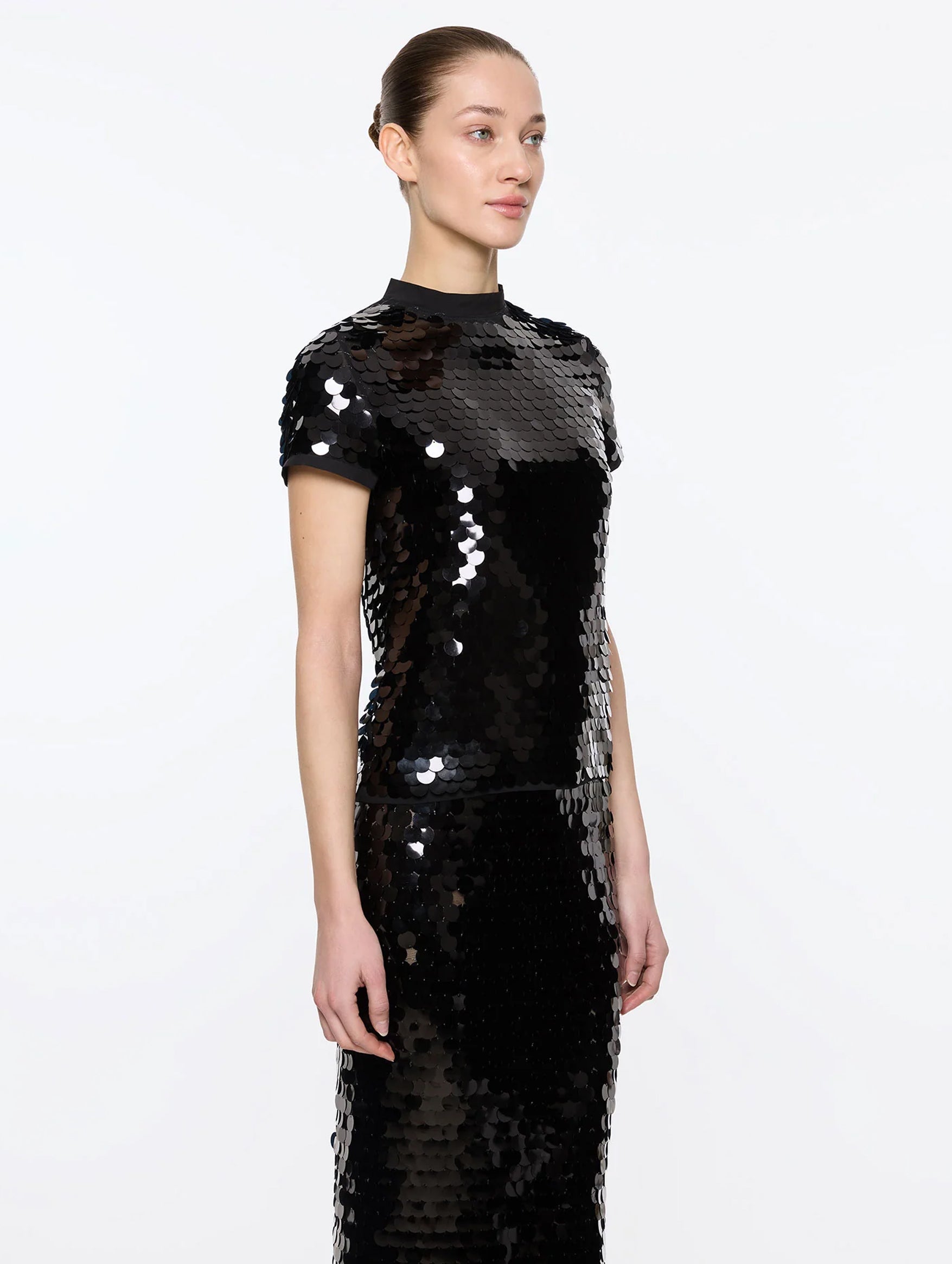 Mermaid Tee in Black Sequin