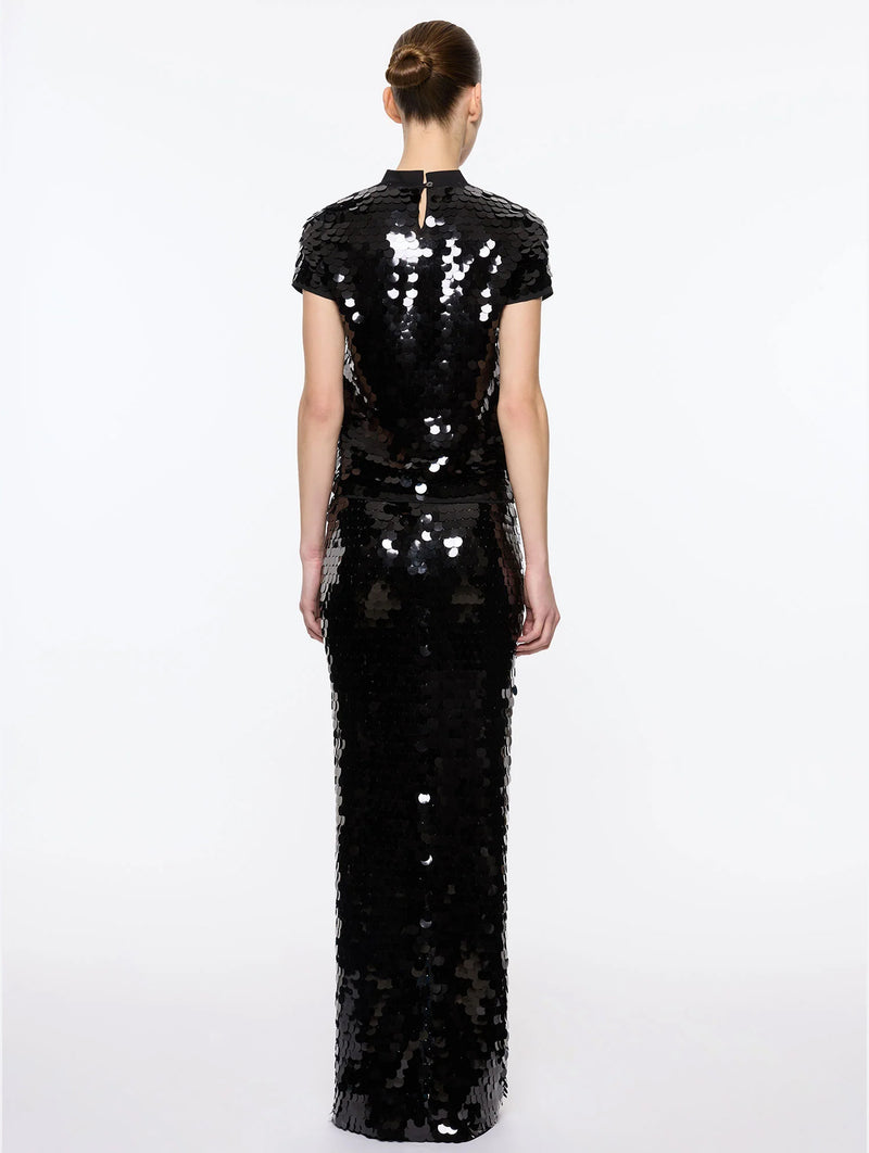 Mermaid Tee in Black Sequin