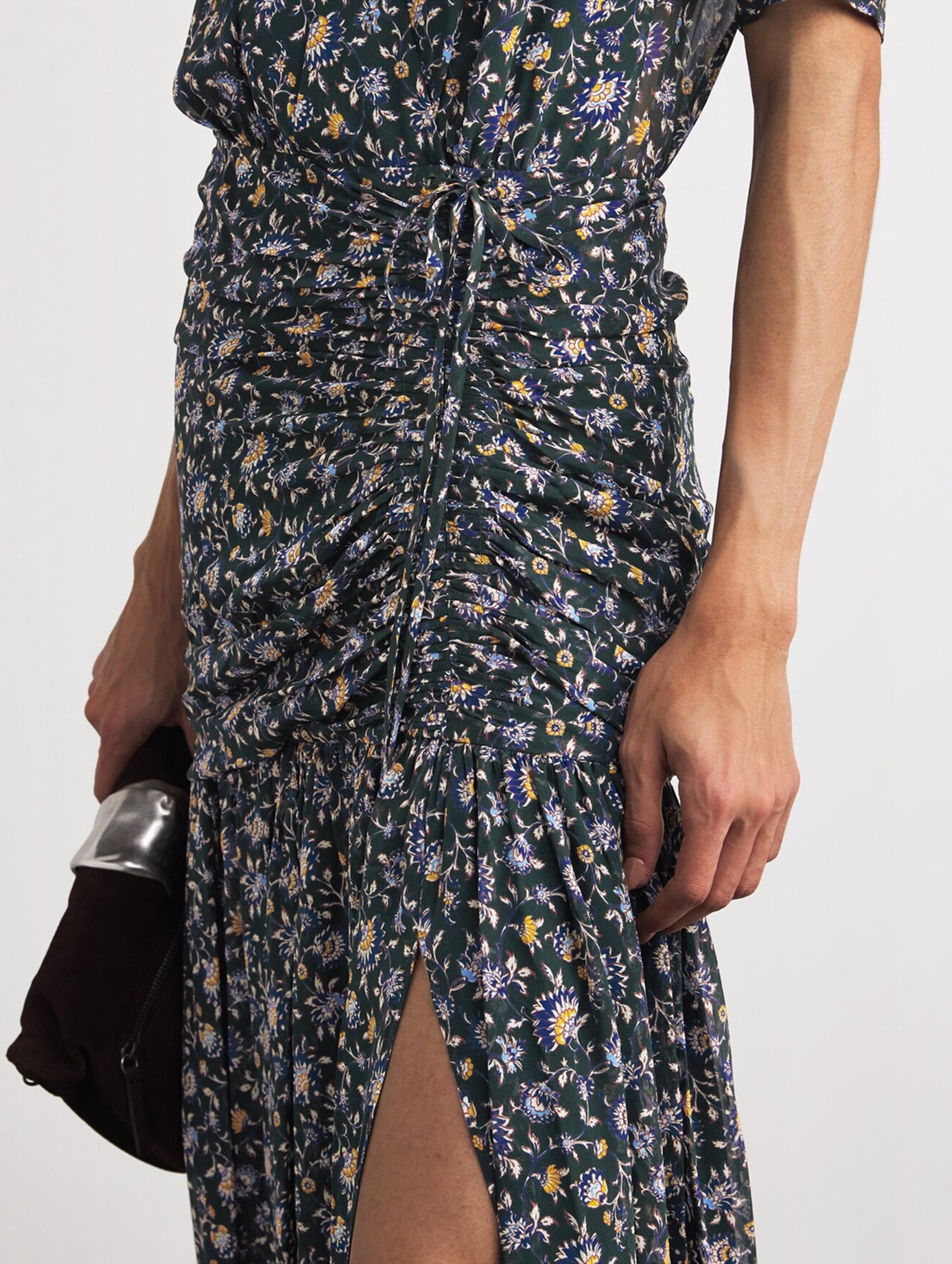 Mick Silk Dress in Dark Hunter Green Multi