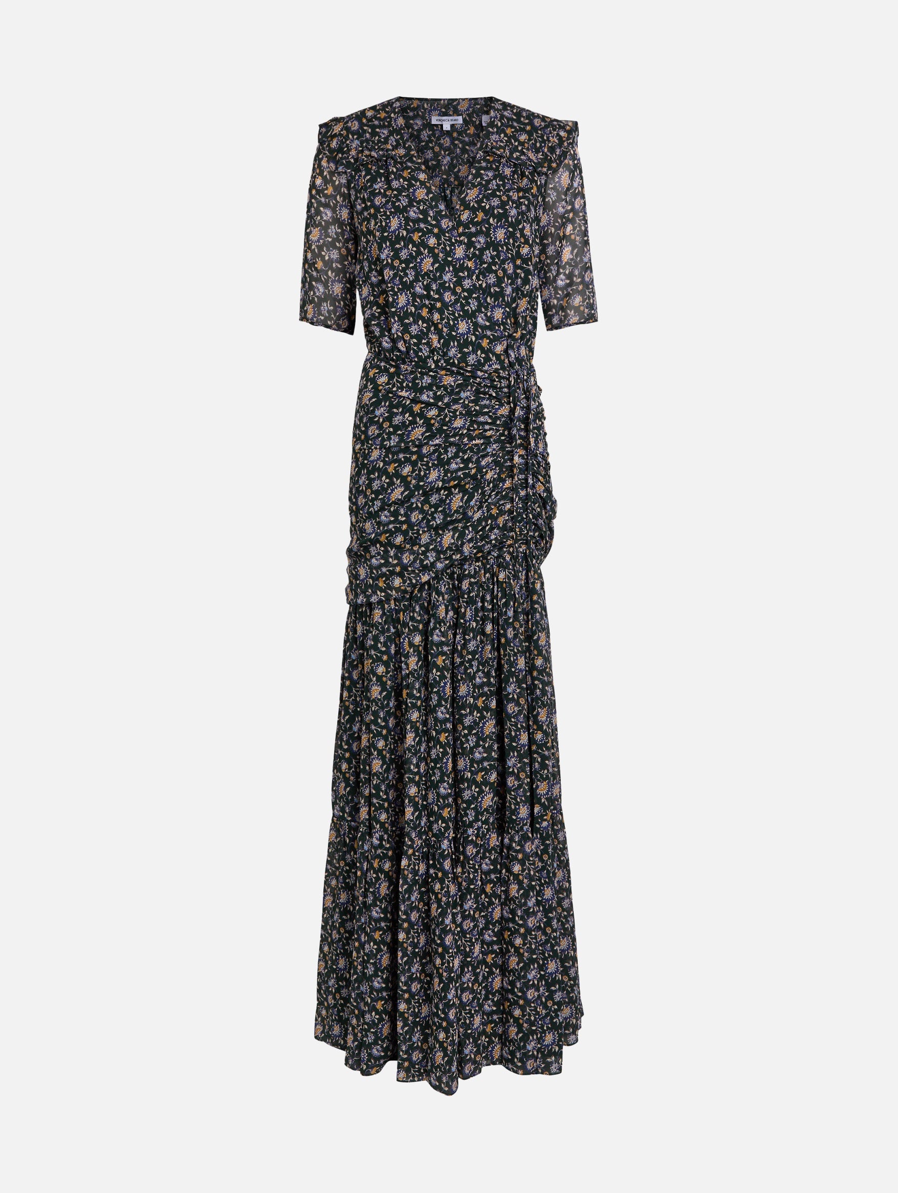 Mick Silk Dress in Dark Hunter Green Multi