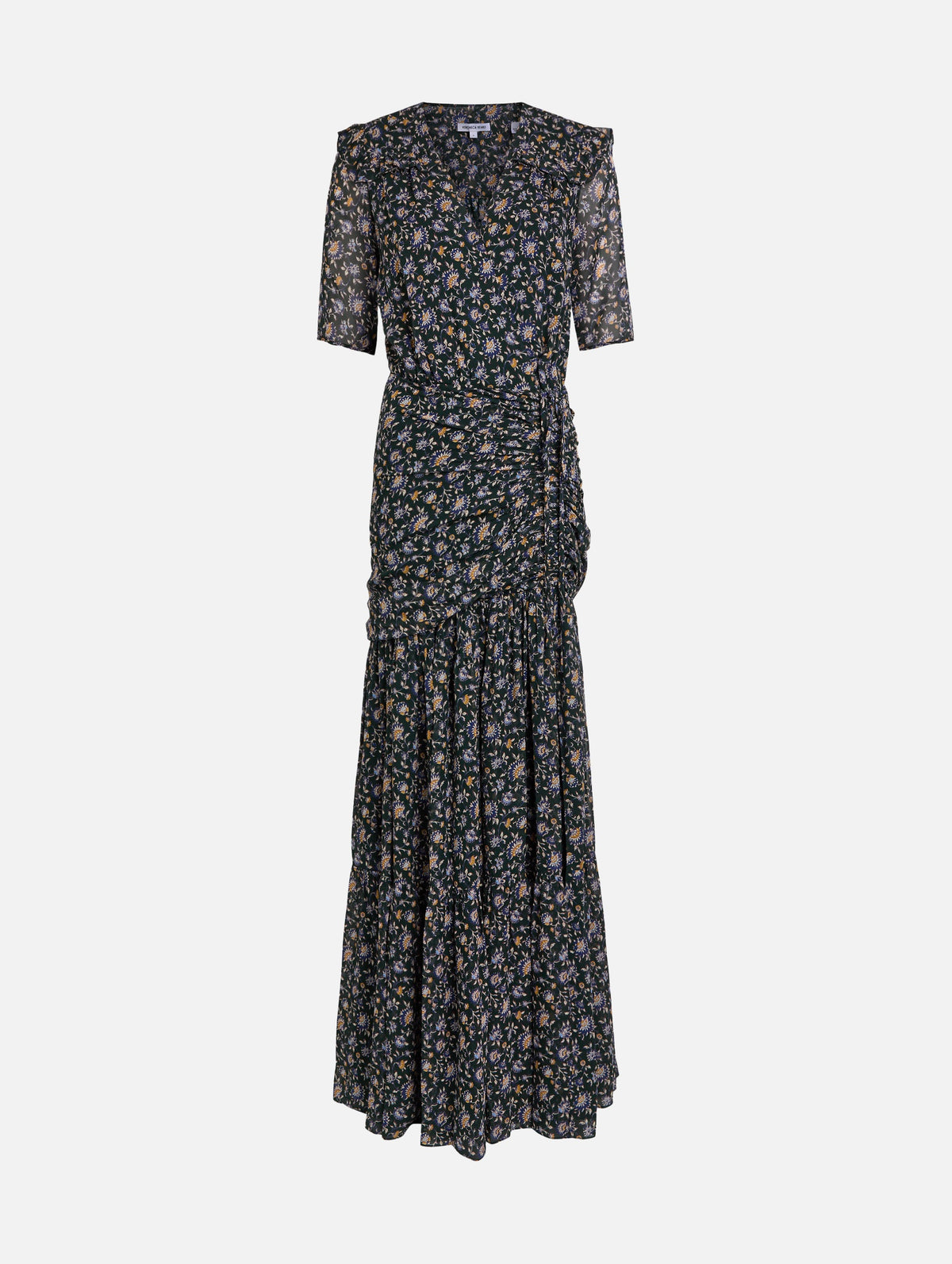 Mick Silk Dress in Dark Hunter Green Multi