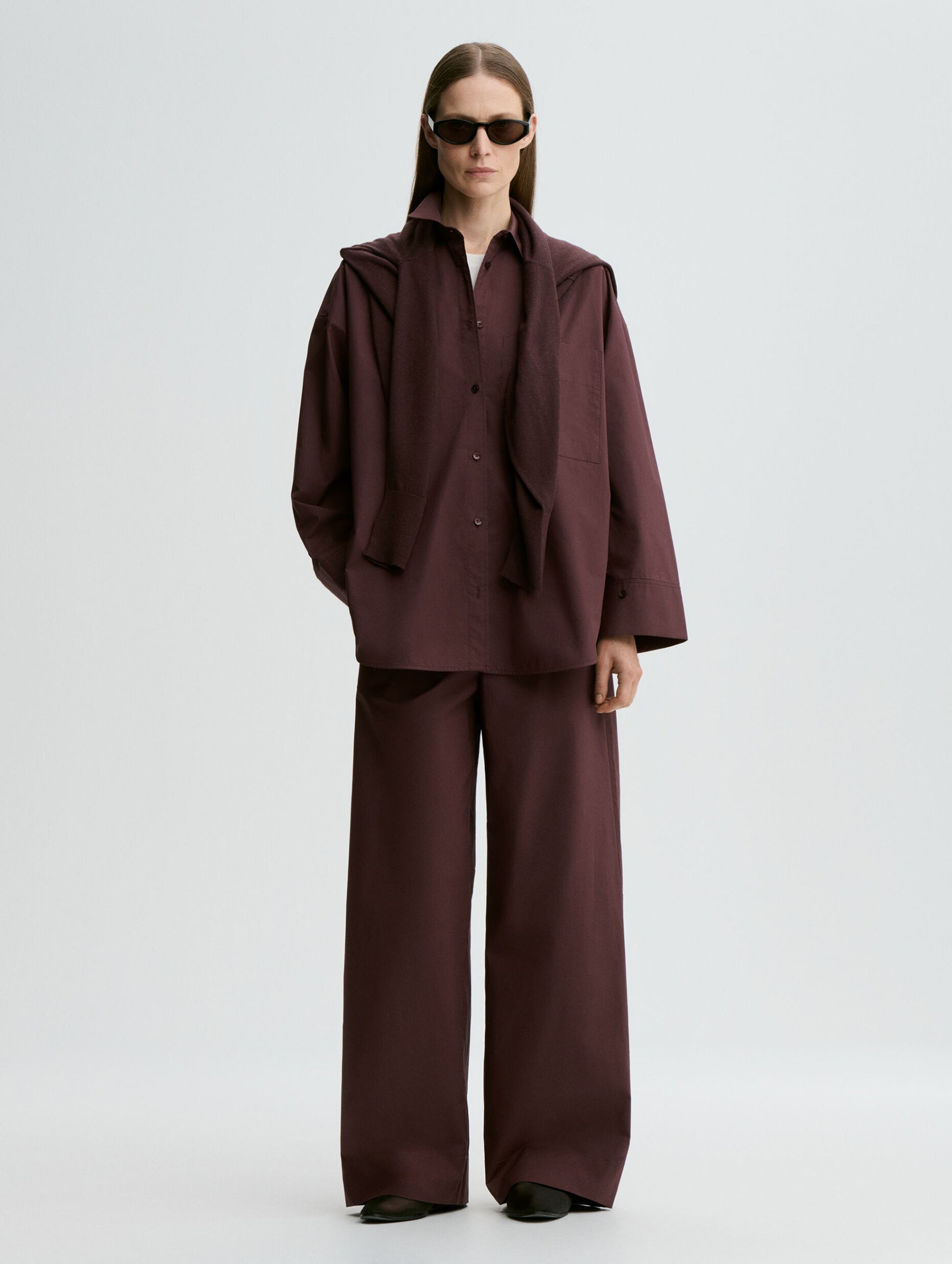 Milena Organic Cotton Trousers in Aubergine