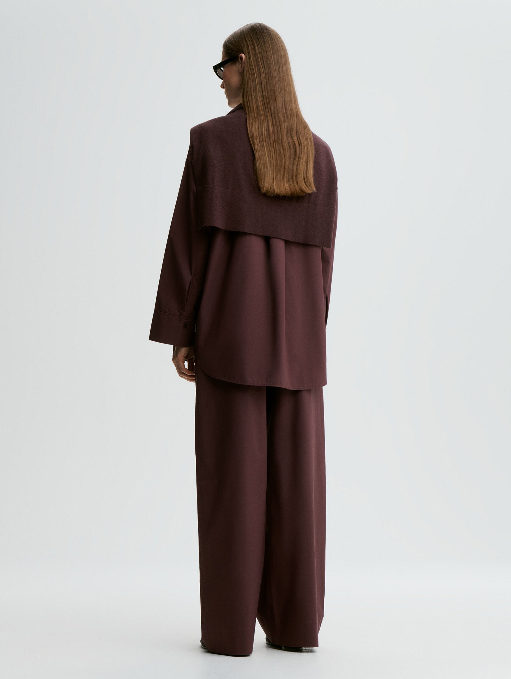 Milena Organic Cotton Trousers in Aubergine