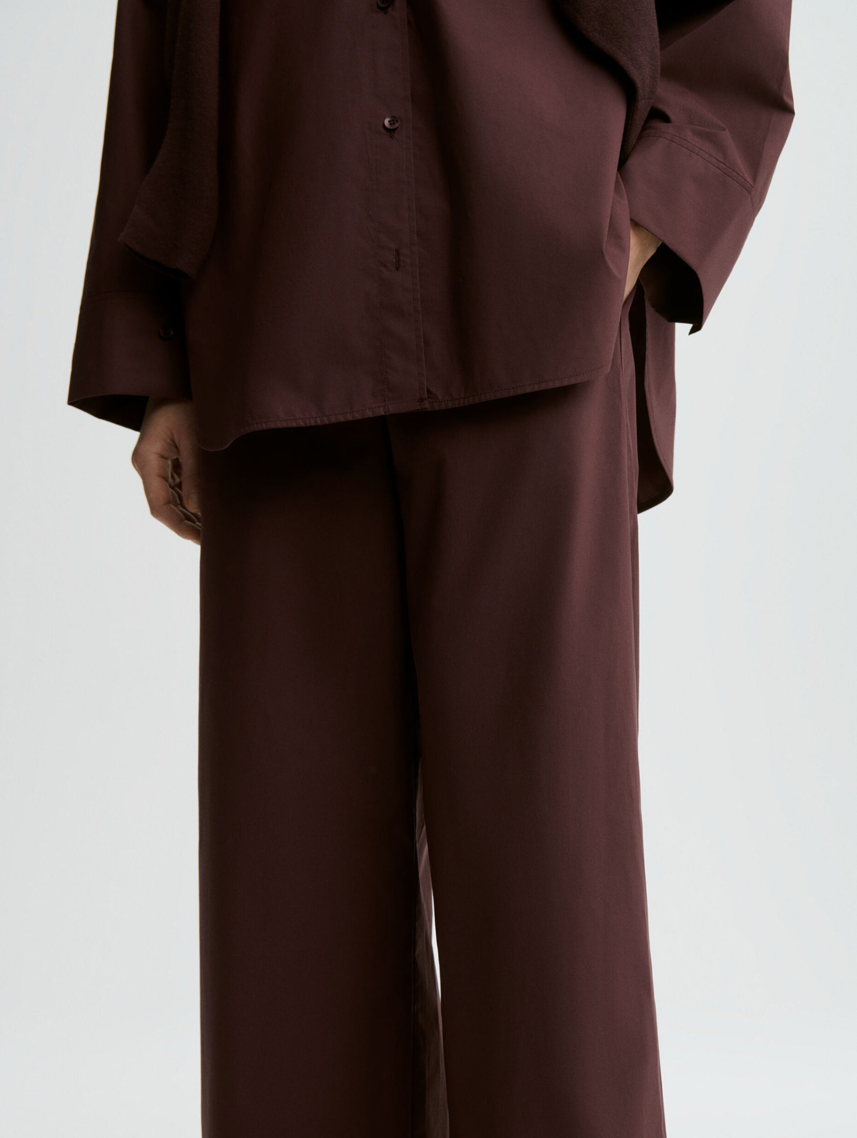 Milena Organic Cotton Trousers in Aubergine