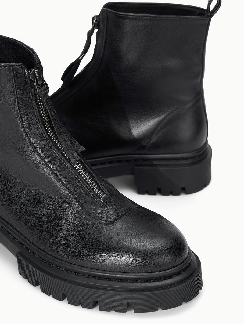 Miles Zip Ankle Boot in Black