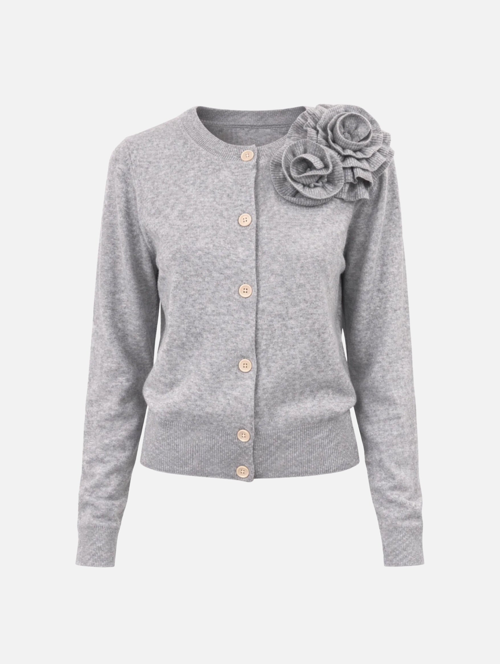 Minette Flower Cardigan in Grey Grey