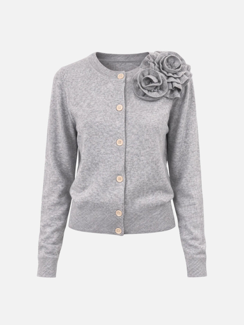Minette Flower Cardigan in Grey Grey
