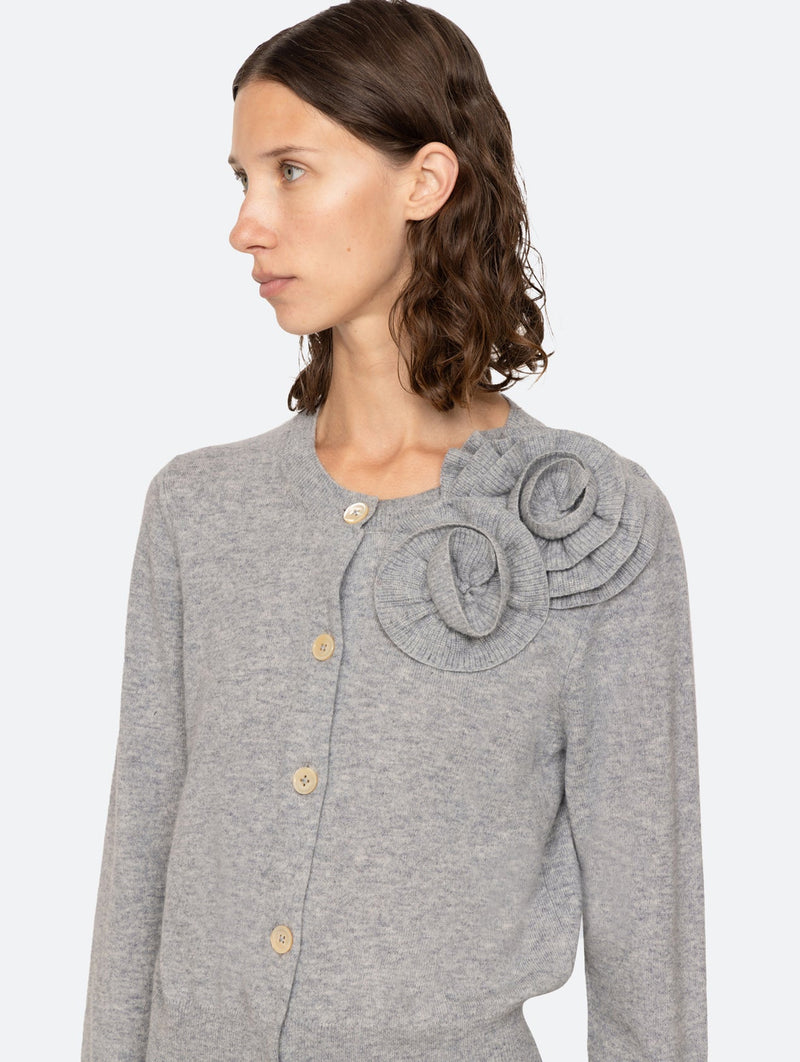 Minette Flower Cardigan in Grey Grey