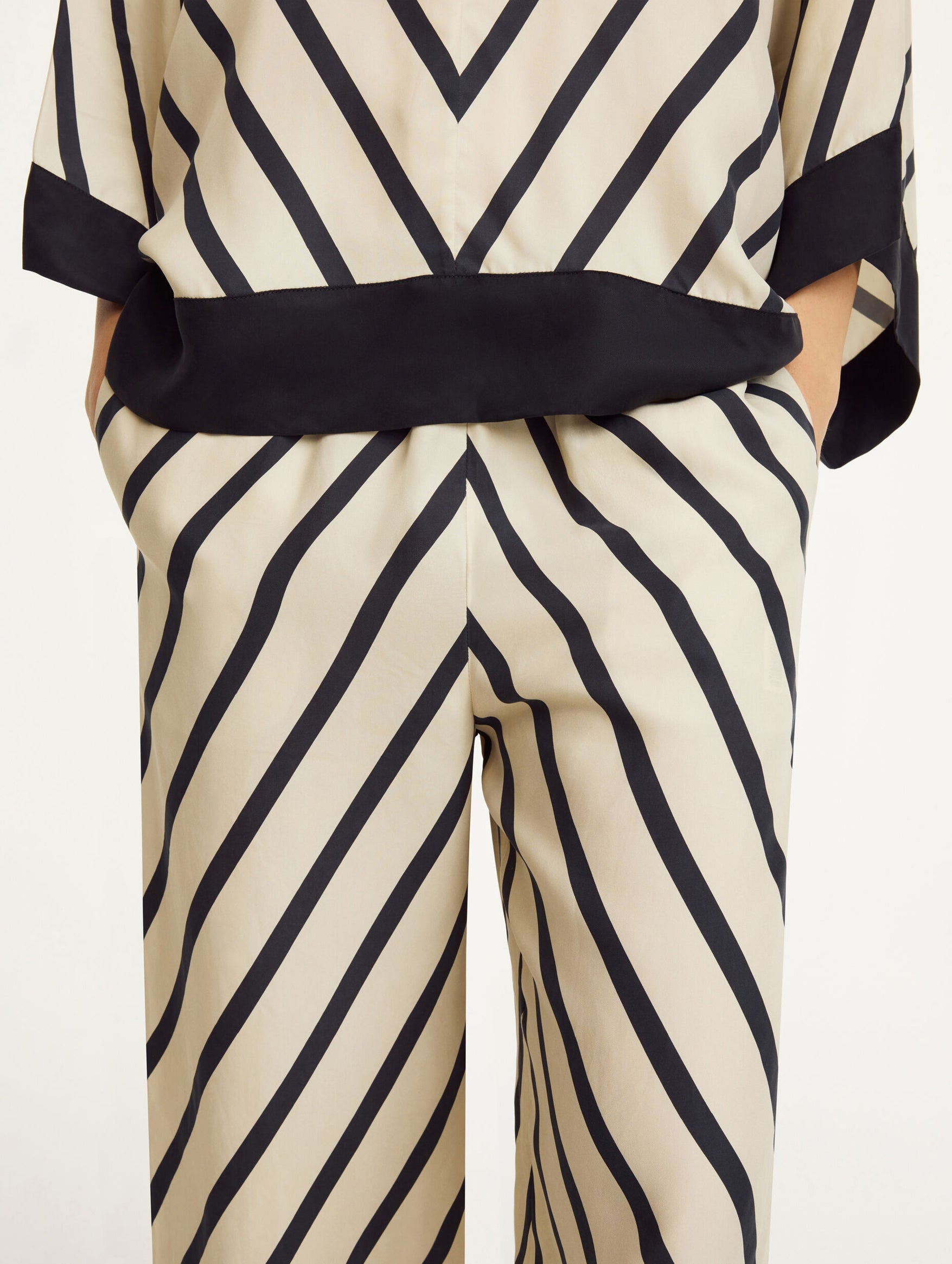 Mirabello Wide Leg Trousers in Diagonal Stripe