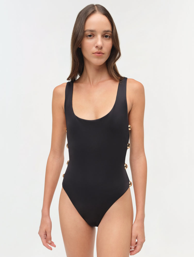Mona Scoop Neck Swimsuit in Black