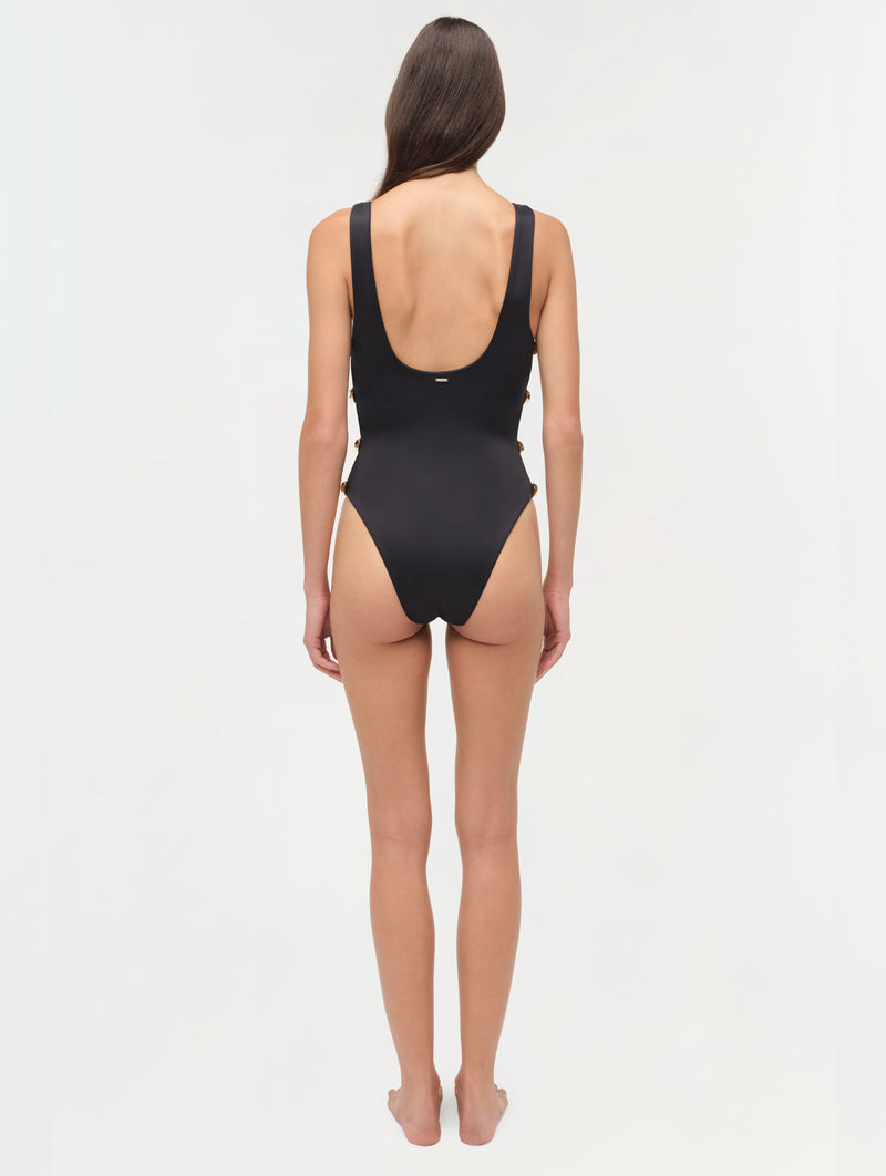 Mona Scoop Neck Swimsuit in Black
