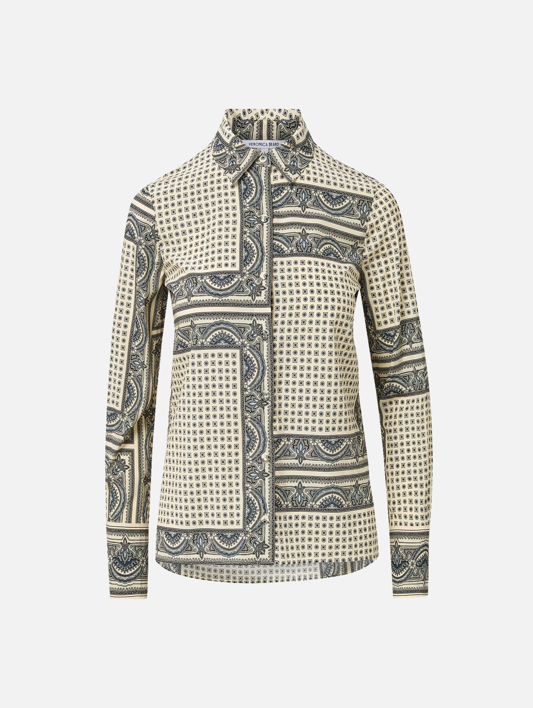 Monique Shirt in Ecru Teal Multi