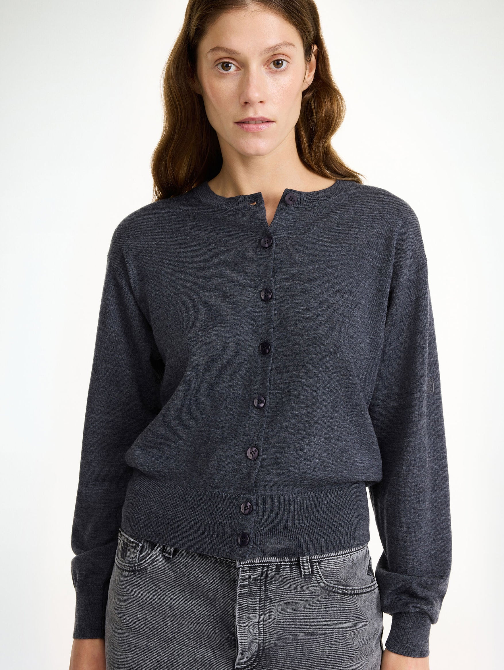 Montie Merino Wool Cardigan in Jet Grey