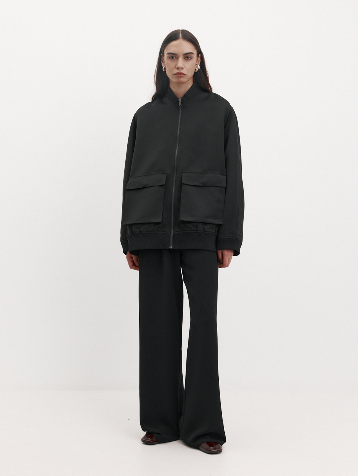Moon Jacket in Black Satin