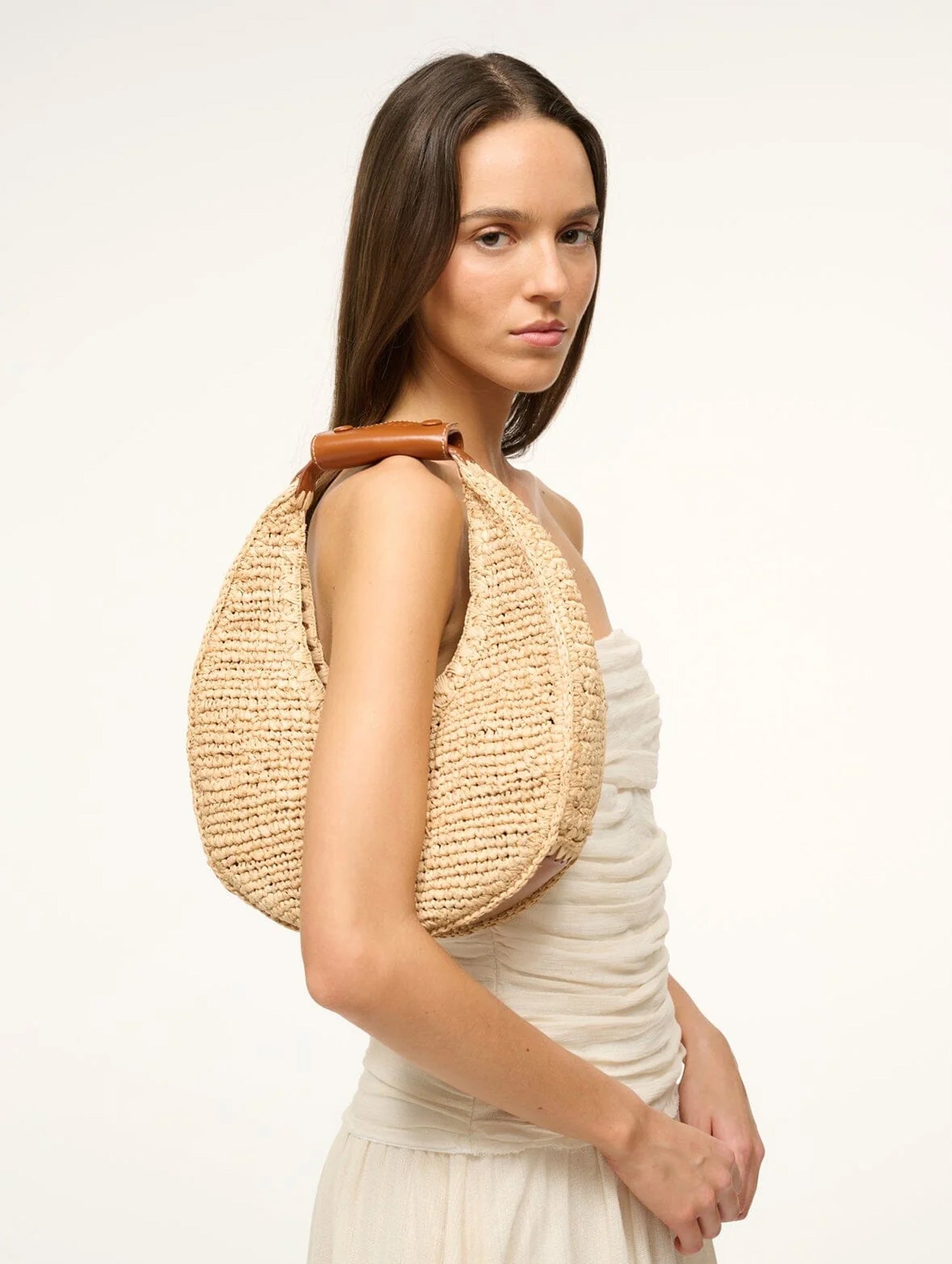 Moon Raffia Tote Bag in Natural