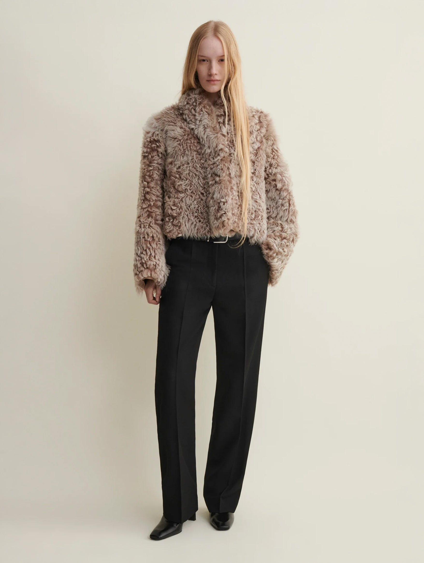 Mooney Forest Vega Shearling Jacket in Beige