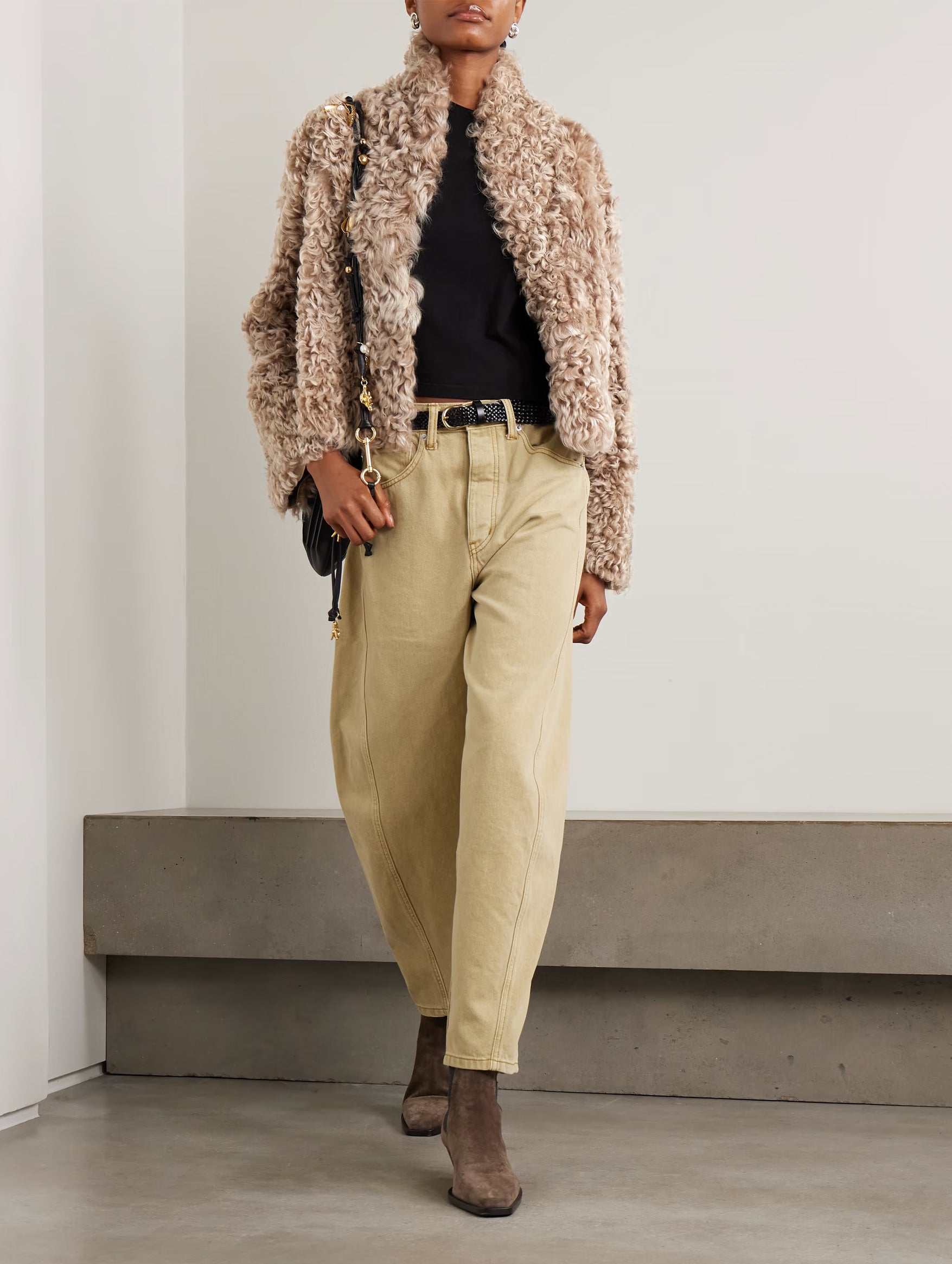Mooney Forest Vega Shearling Jacket in Beige