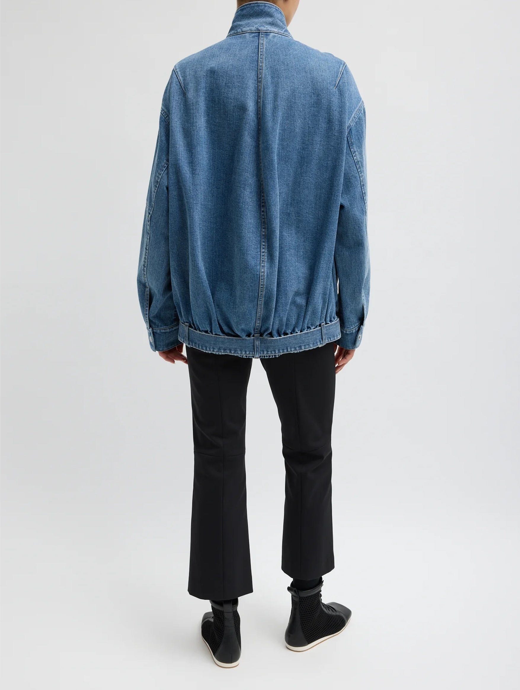 Classic Denim Moto Bomber in Classic Blue