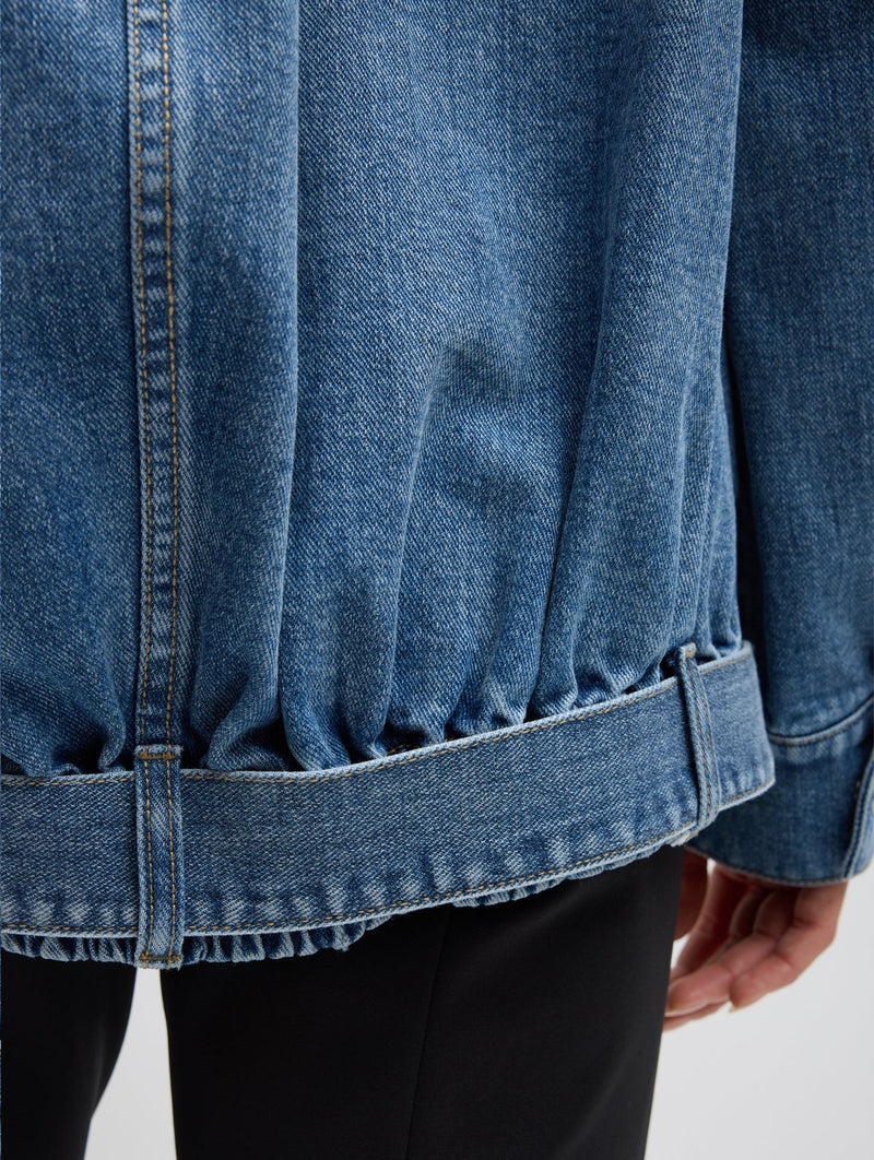Classic Denim Moto Bomber in Classic Blue