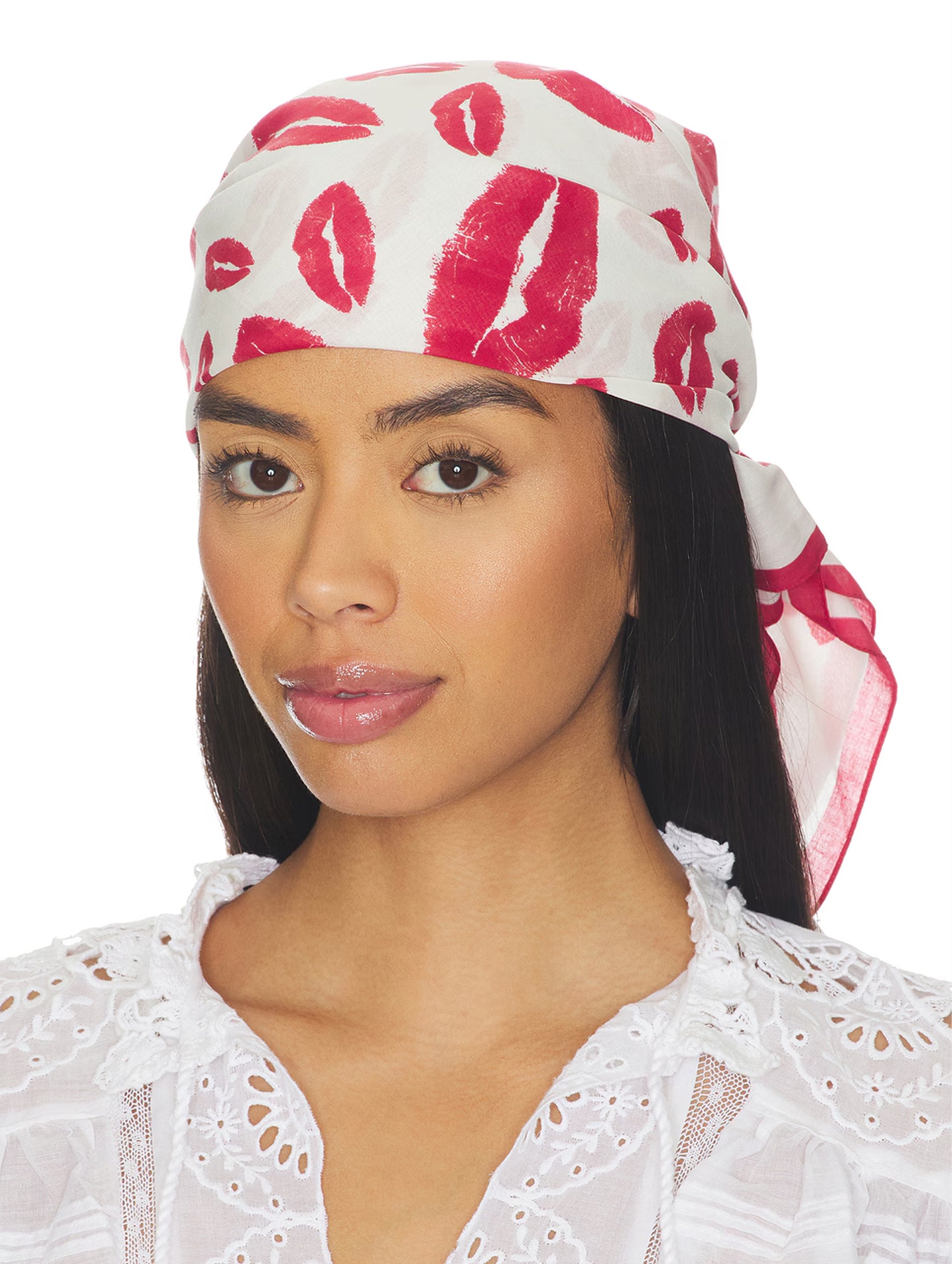 Auwena Neckerchief in Ecru & Red