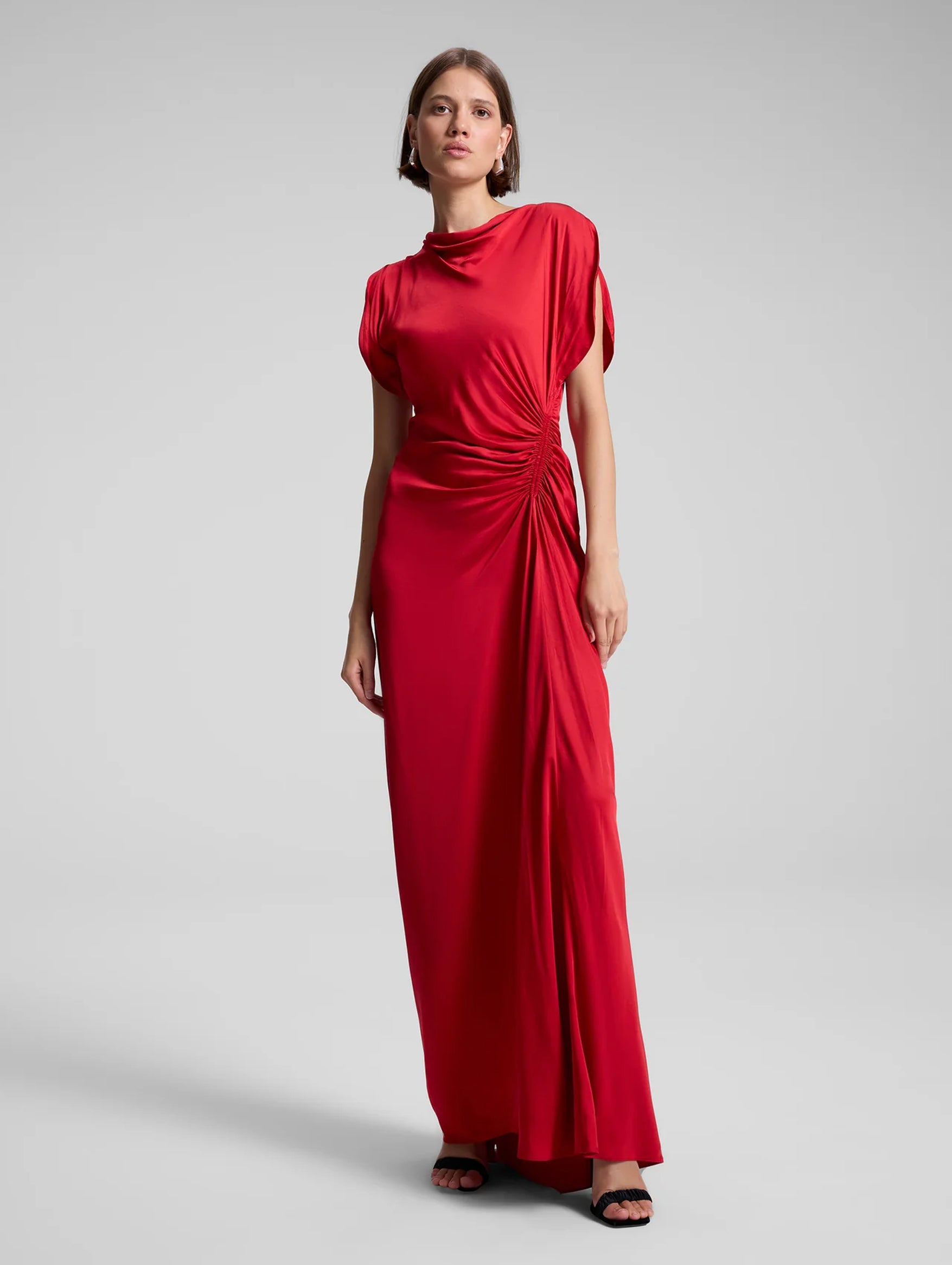 Nadia Satin Gown in Really Red