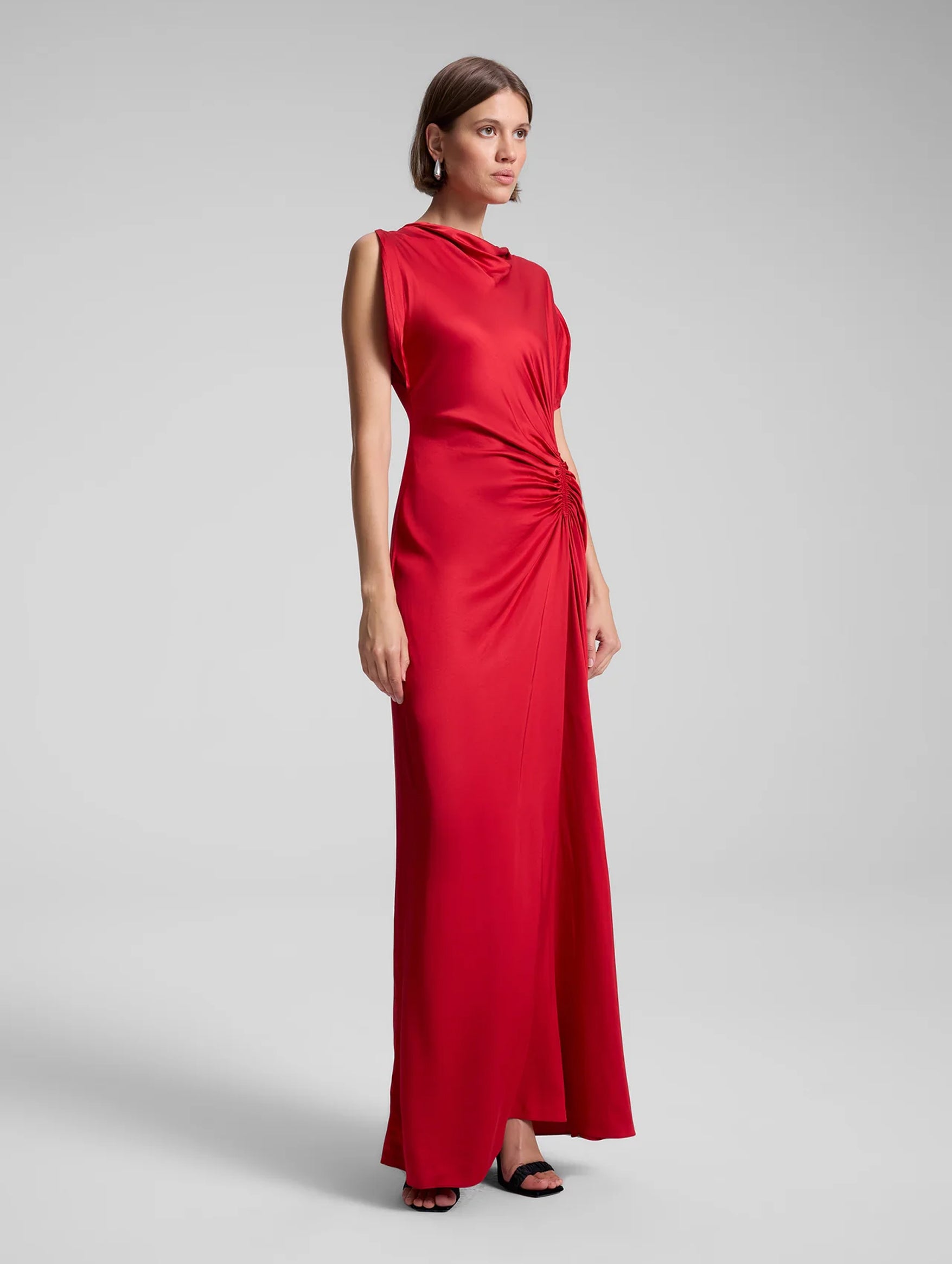 Nadia Satin Gown in Really Red