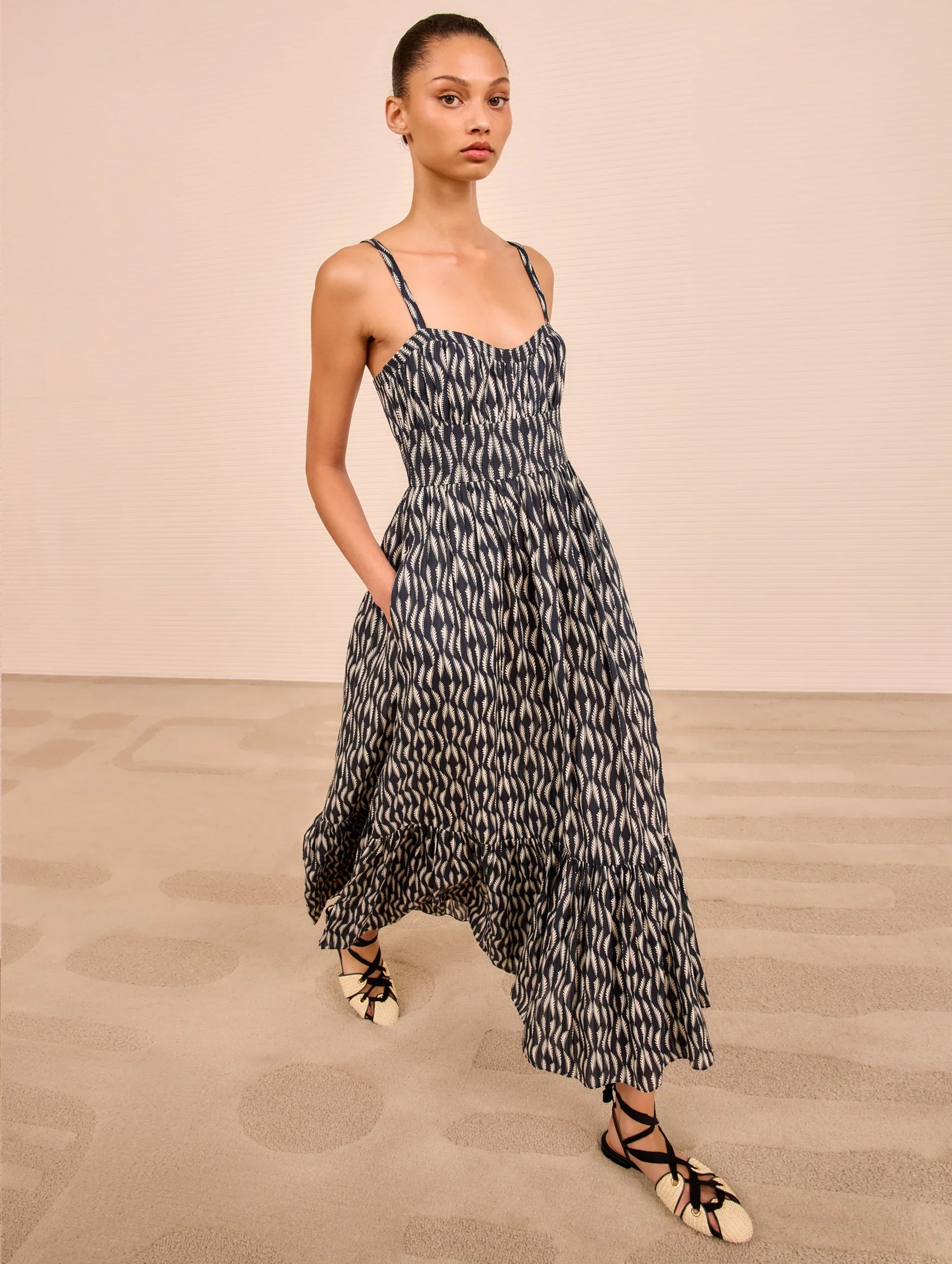 Nadine Cami Midi Dress in Graphite