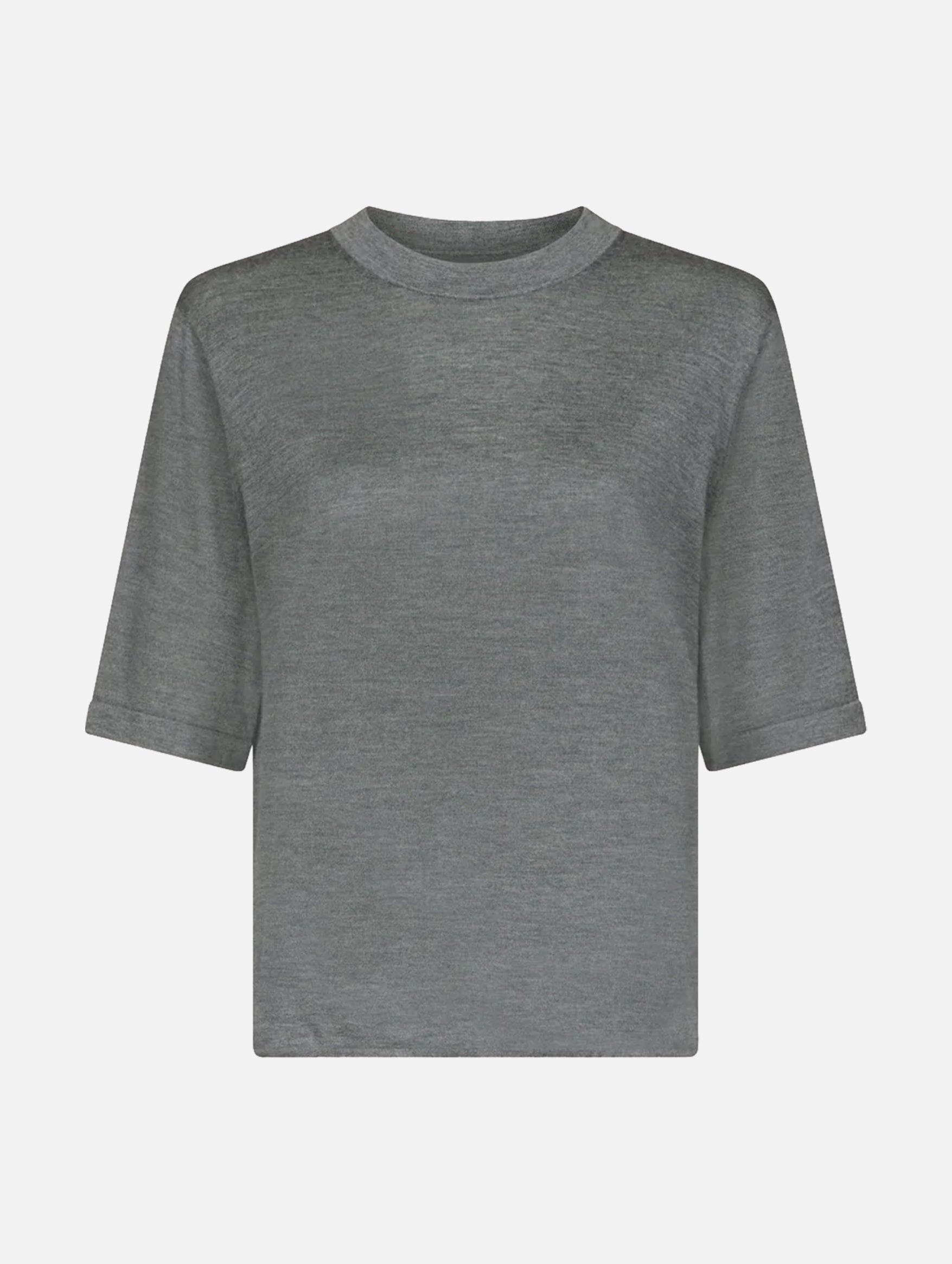 Nala LDS Fine Short Sleeve Top in Anthracite Melange