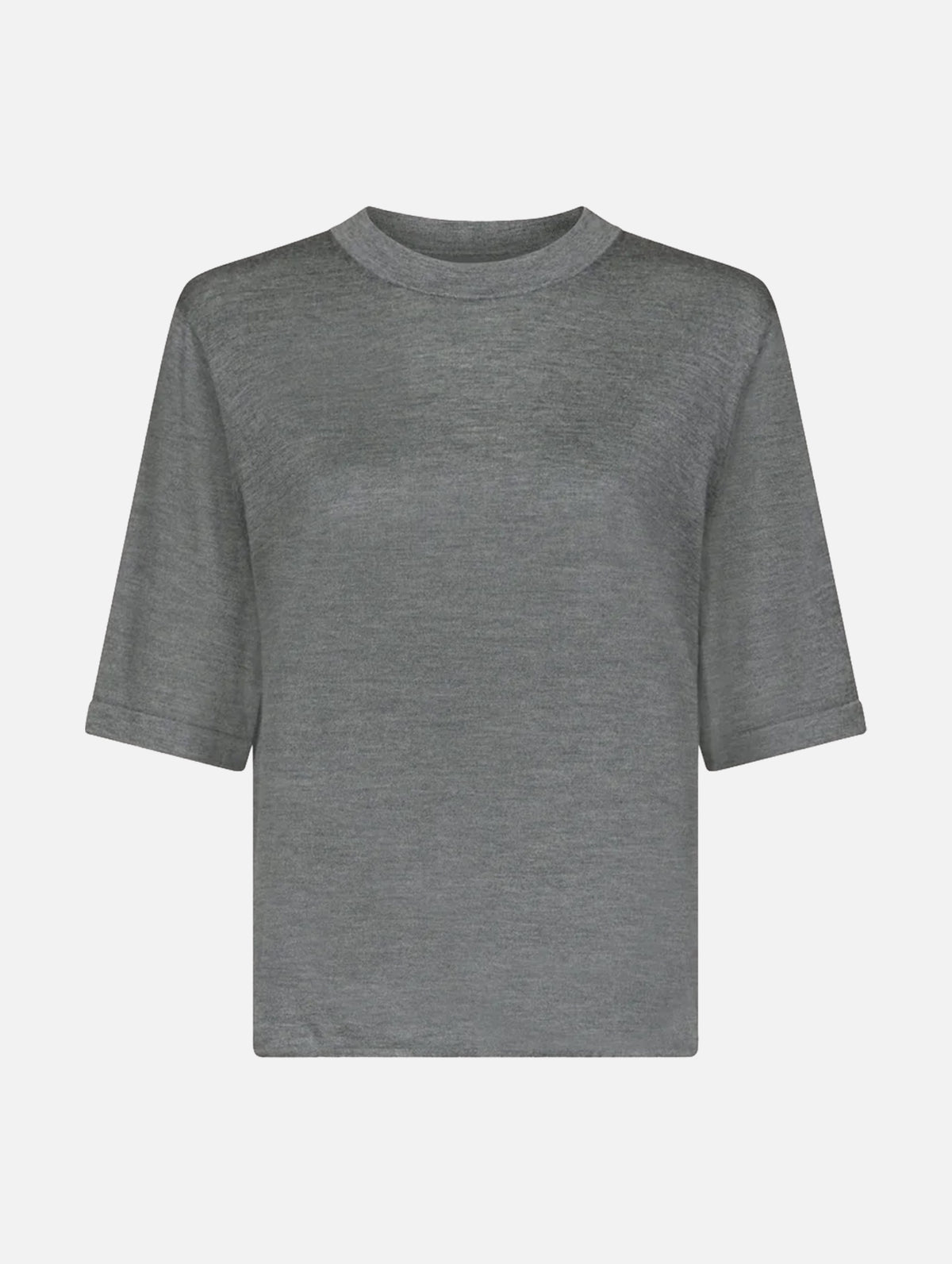 Nala LDS Fine Short Sleeve Top in Anthracite Melange