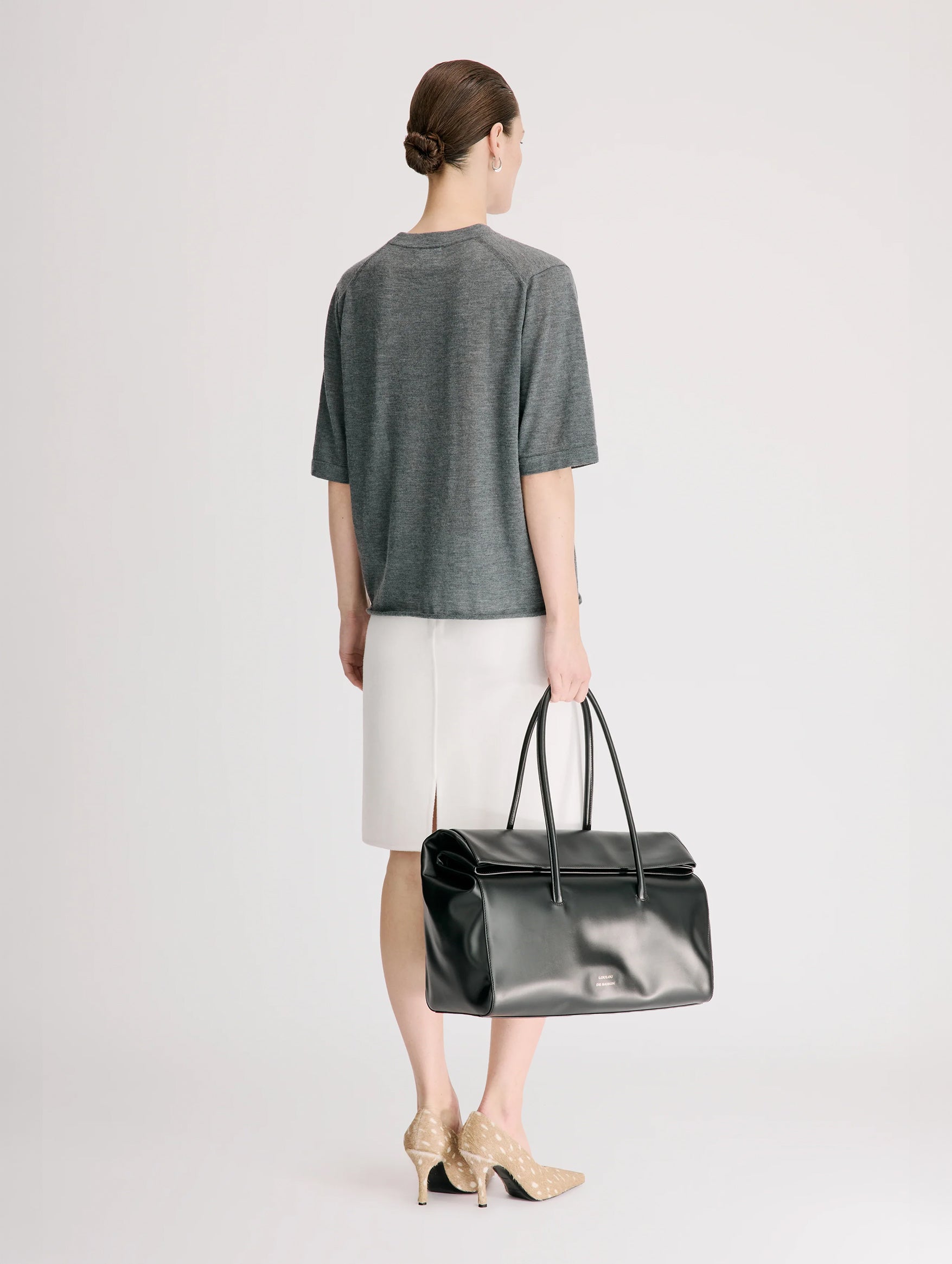 Nala LDS Fine Short Sleeve Top in Anthracite Melange