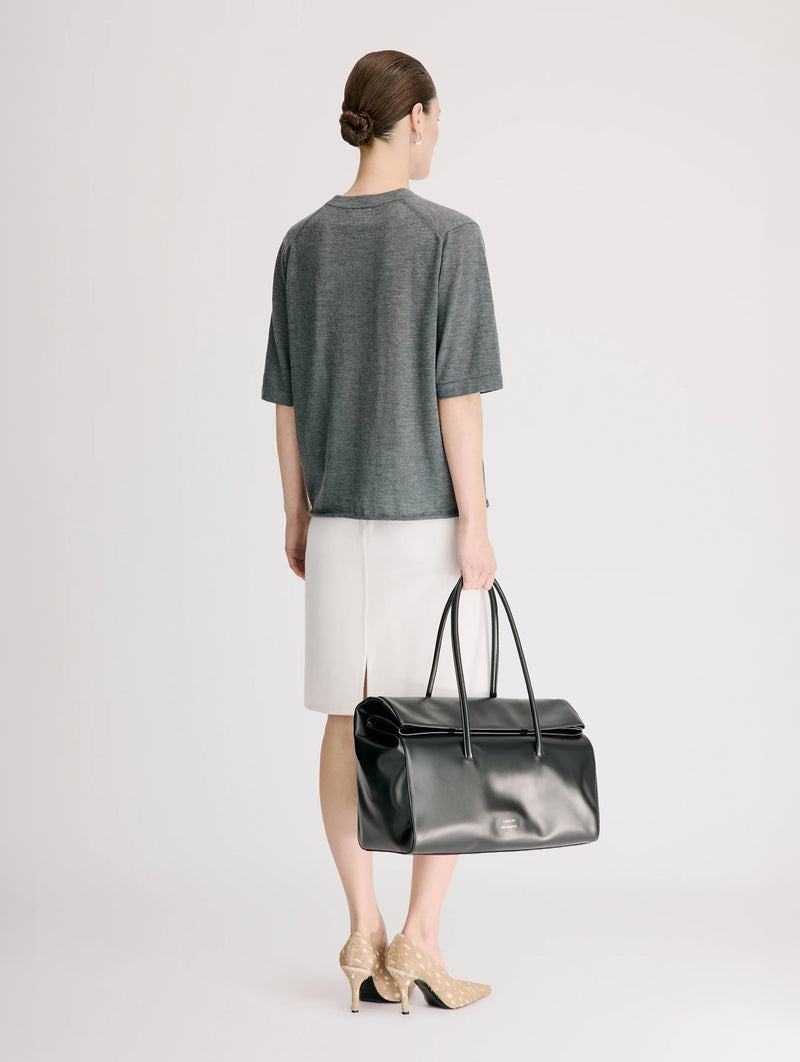 Nala LDS Fine Short Sleeve Top in Anthracite Melange