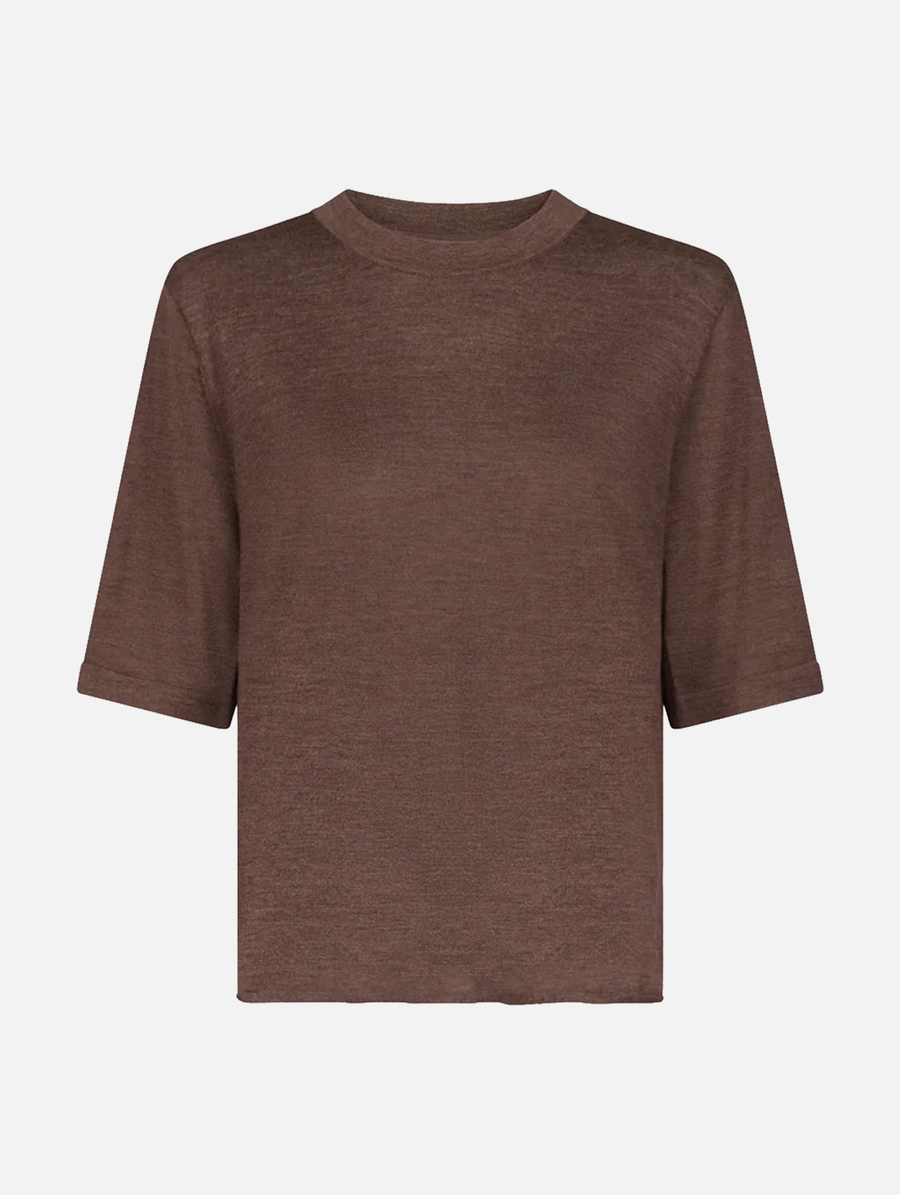 Nala LDS Fine Short Sleeve Top in Brown Melange