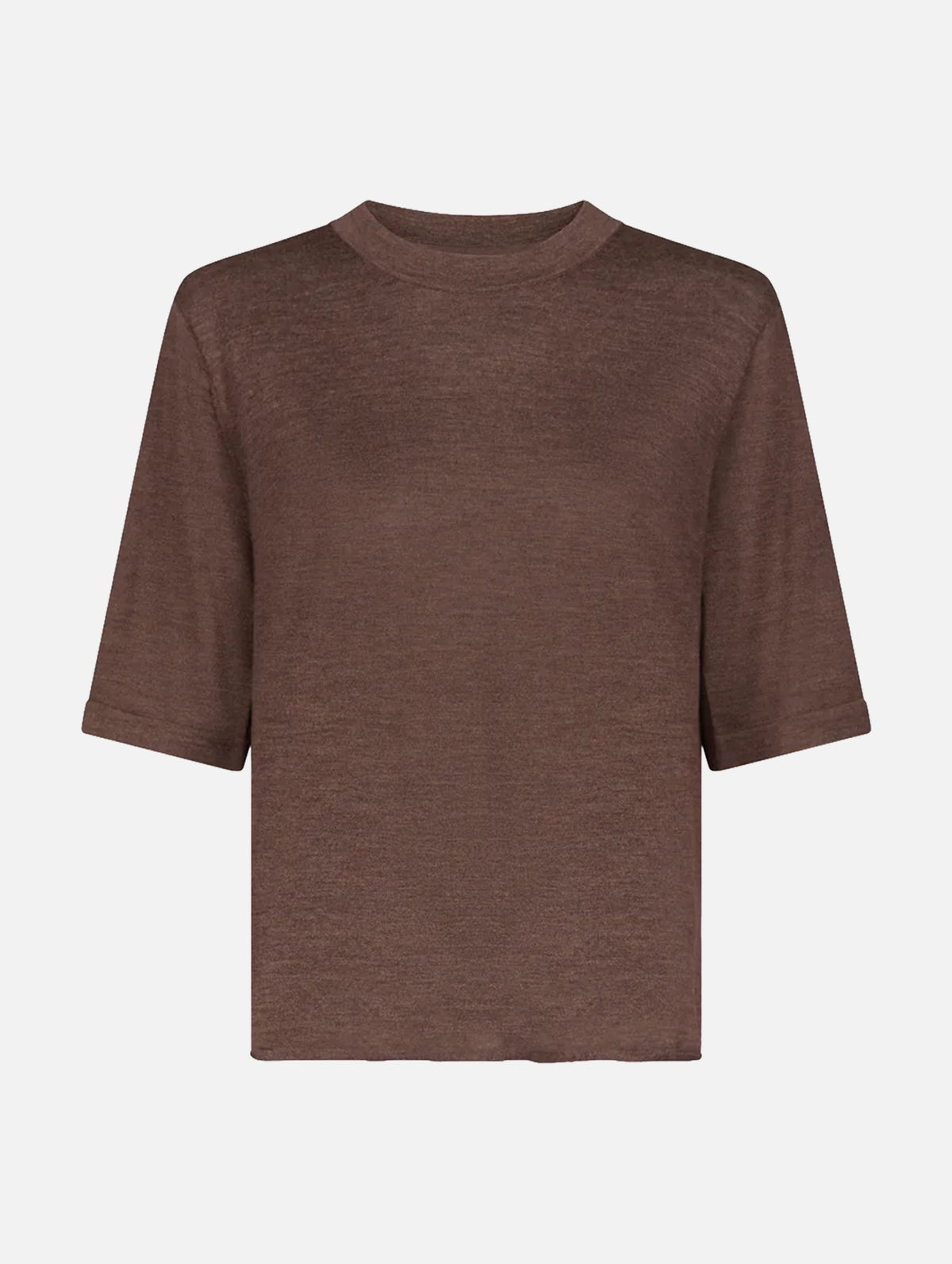 Nala LDS Fine Short Sleeve Top in Brown Melange