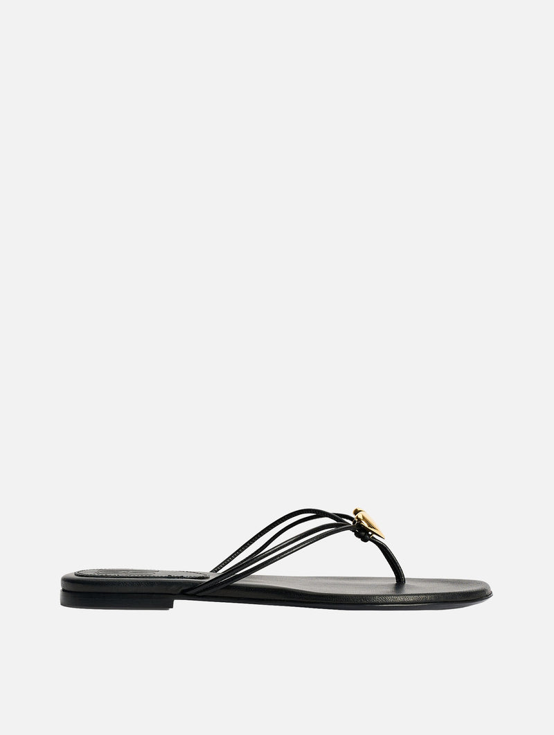 Natta Heart Leather Sandals in Black