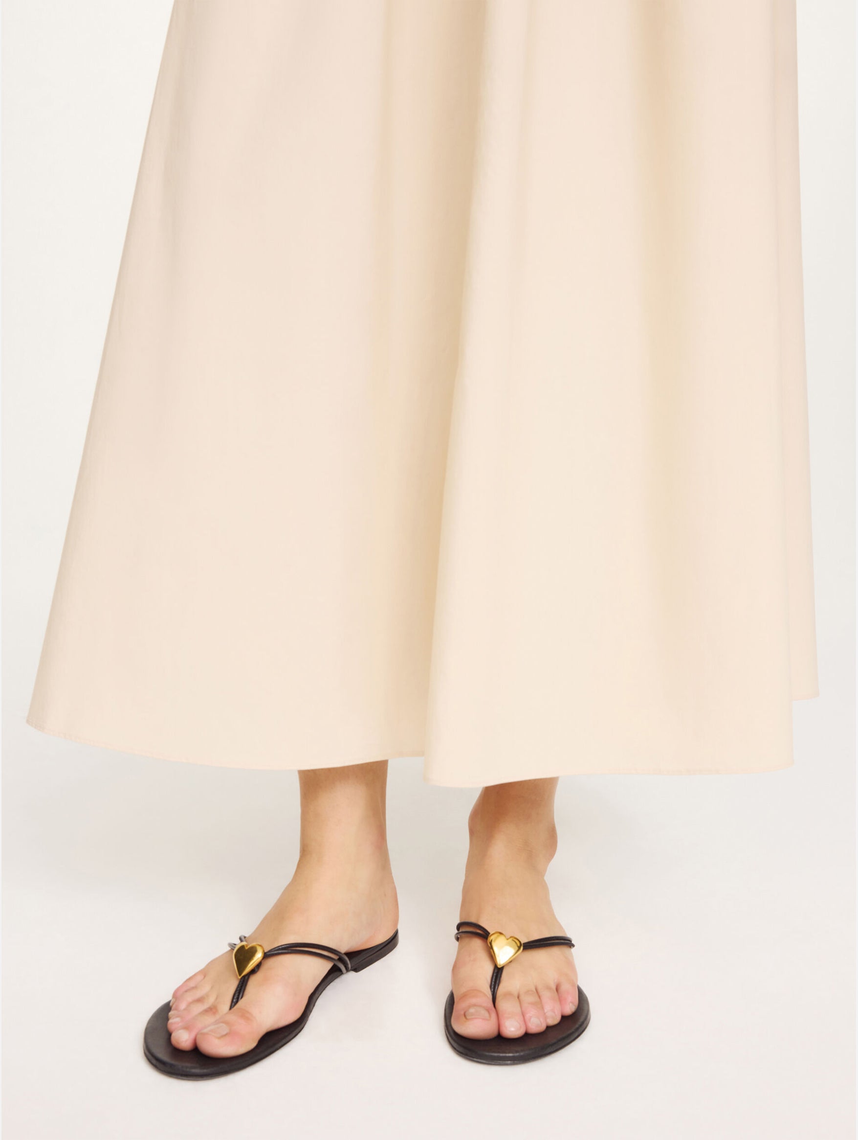 Natta Heart Leather Sandals in Black