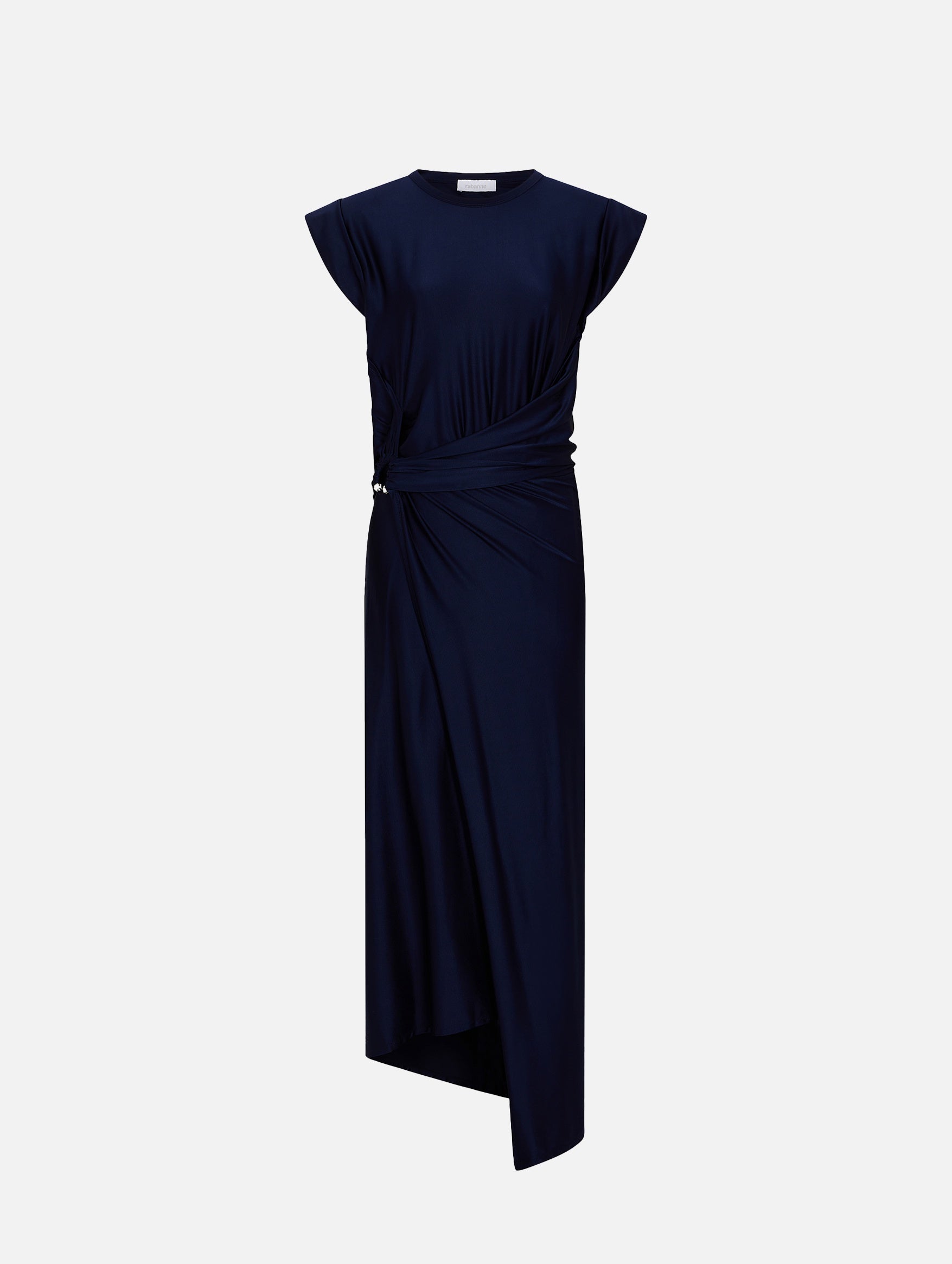 Midi Piercing Jersey Dress in Deep Navy