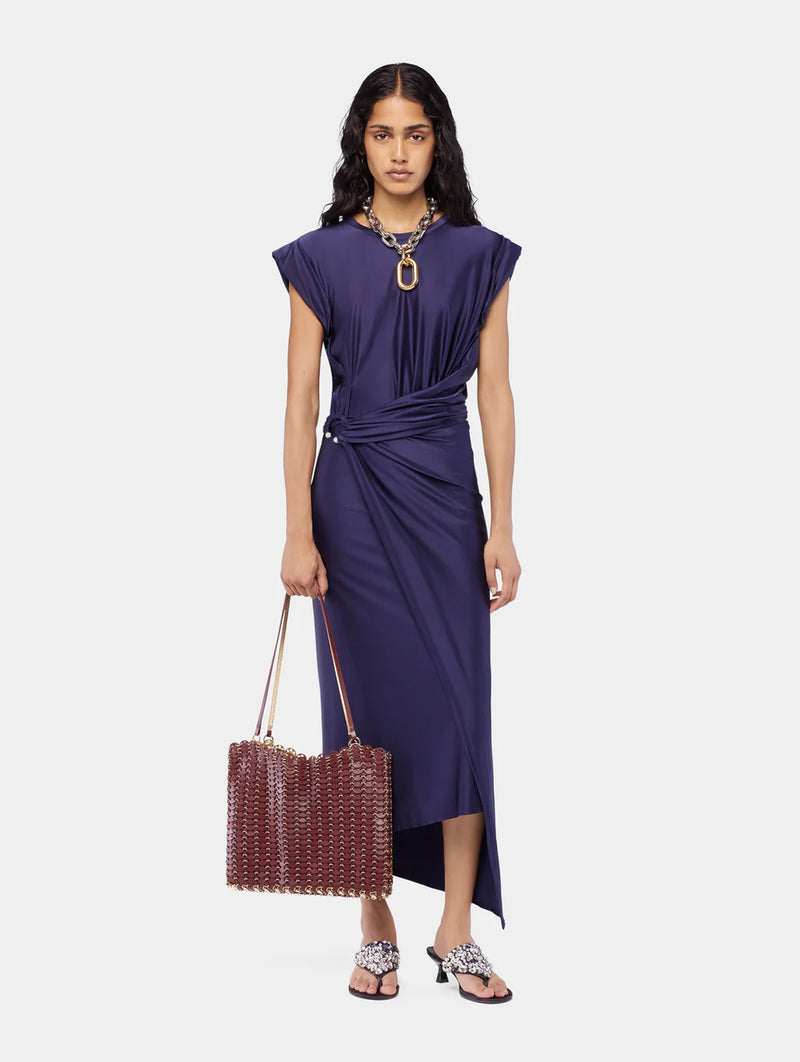 Midi Piercing Jersey Dress in Deep Navy