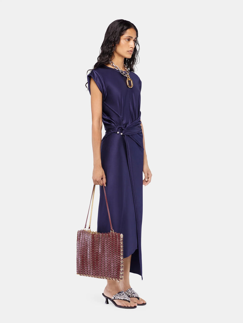 Midi Piercing Jersey Dress in Deep Navy