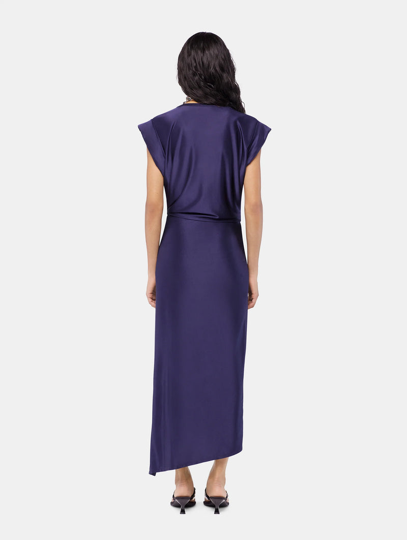 Midi Piercing Jersey Dress in Deep Navy