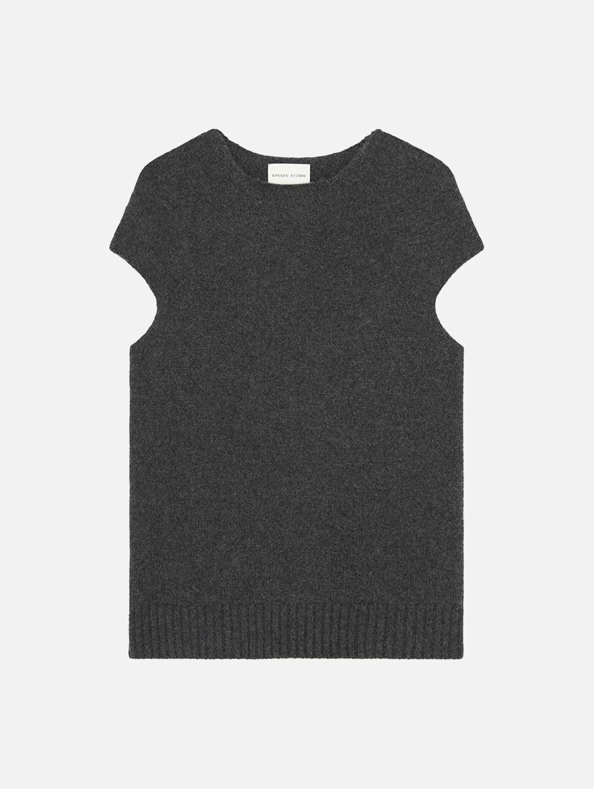 Nereus Cap Sleeve Cashmere Top in Anthracite