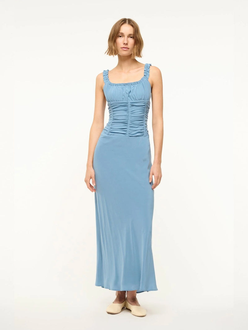 Nic Silk Maxi Dress Slate Blue