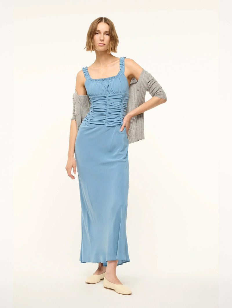 Nic Silk Maxi Dress Slate Blue