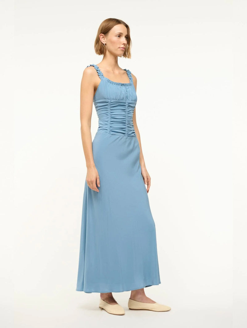 Nic Silk Maxi Dress Slate Blue
