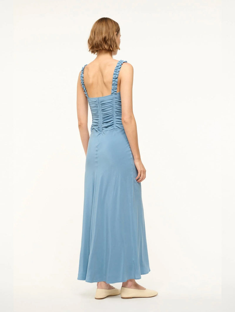 Nic Silk Maxi Dress Slate Blue