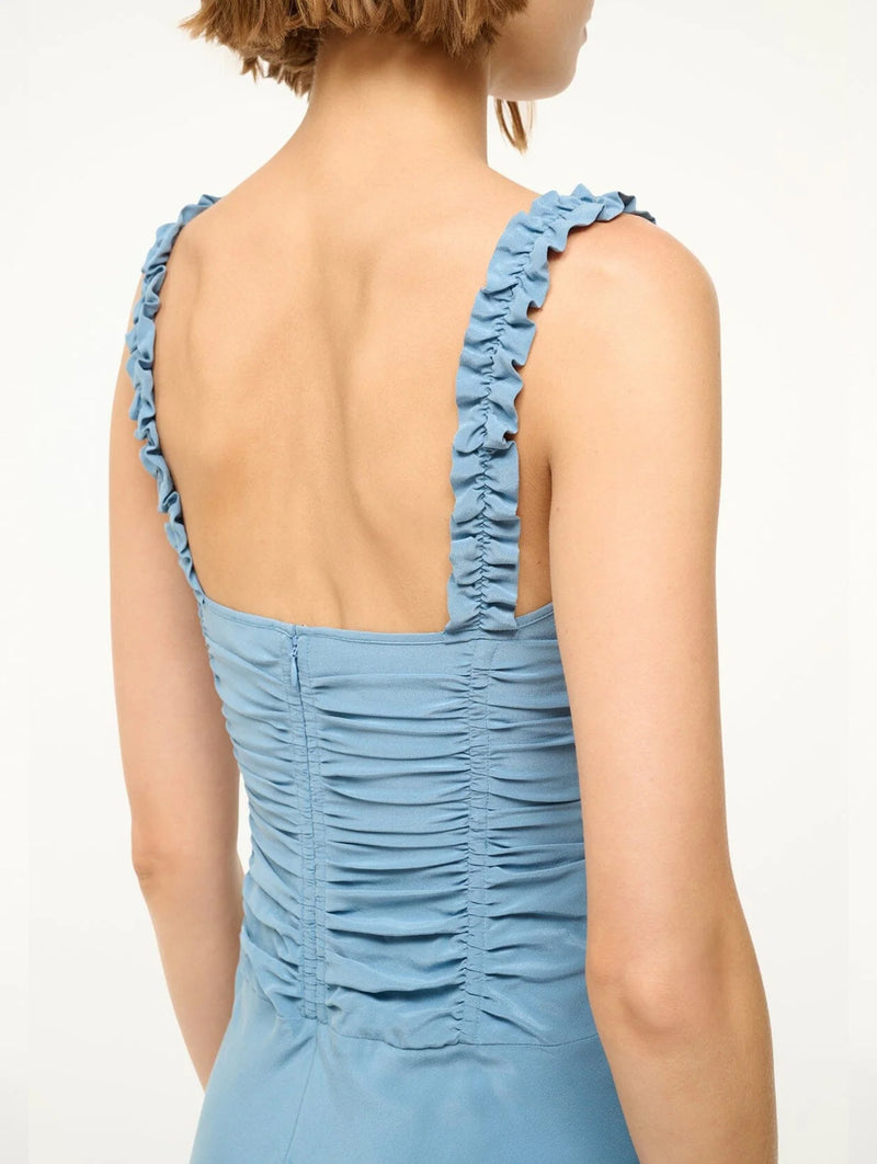 Nic Silk Maxi Dress Slate Blue